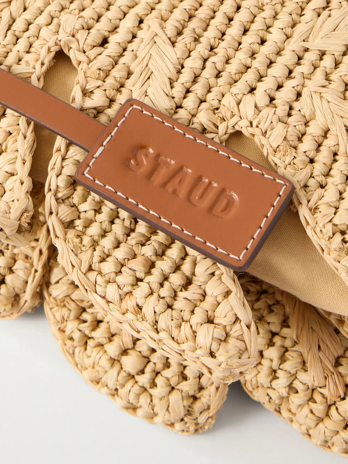Palm Leather-trimmed Raffia Tote