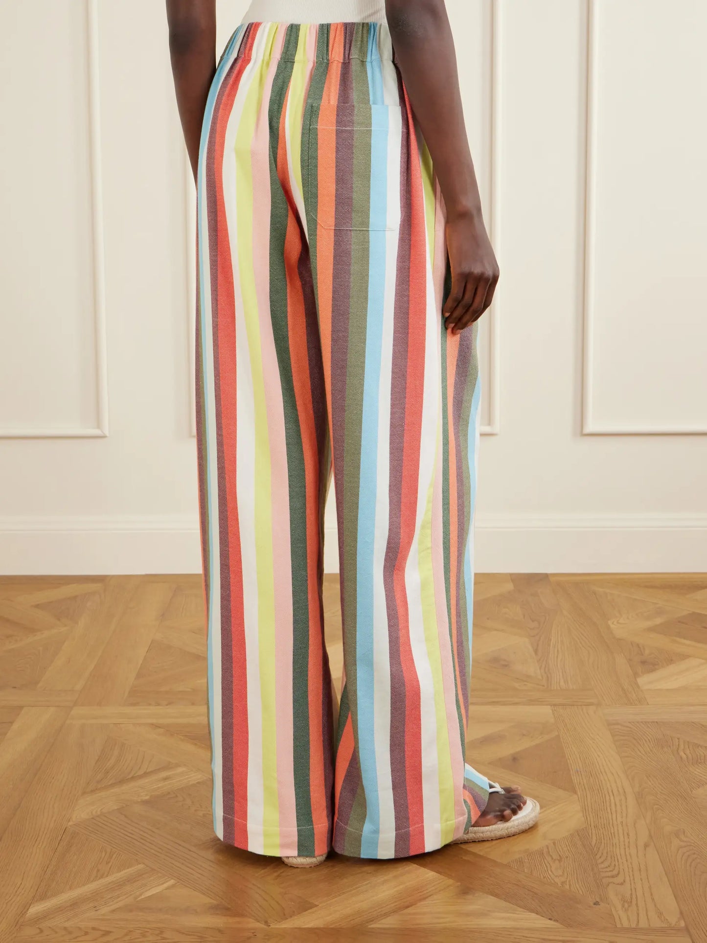 The Palazzo Striped Cotton Wide-leg Pants