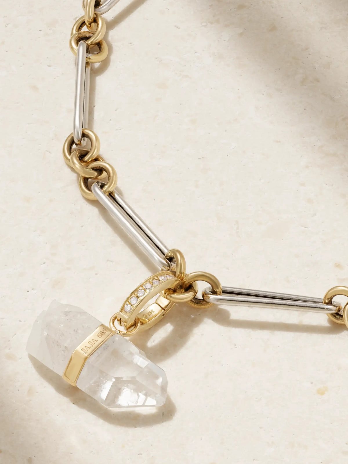 Jumbo 14-karat Yellow And White Gold, Quartz And Diamond Bracelet