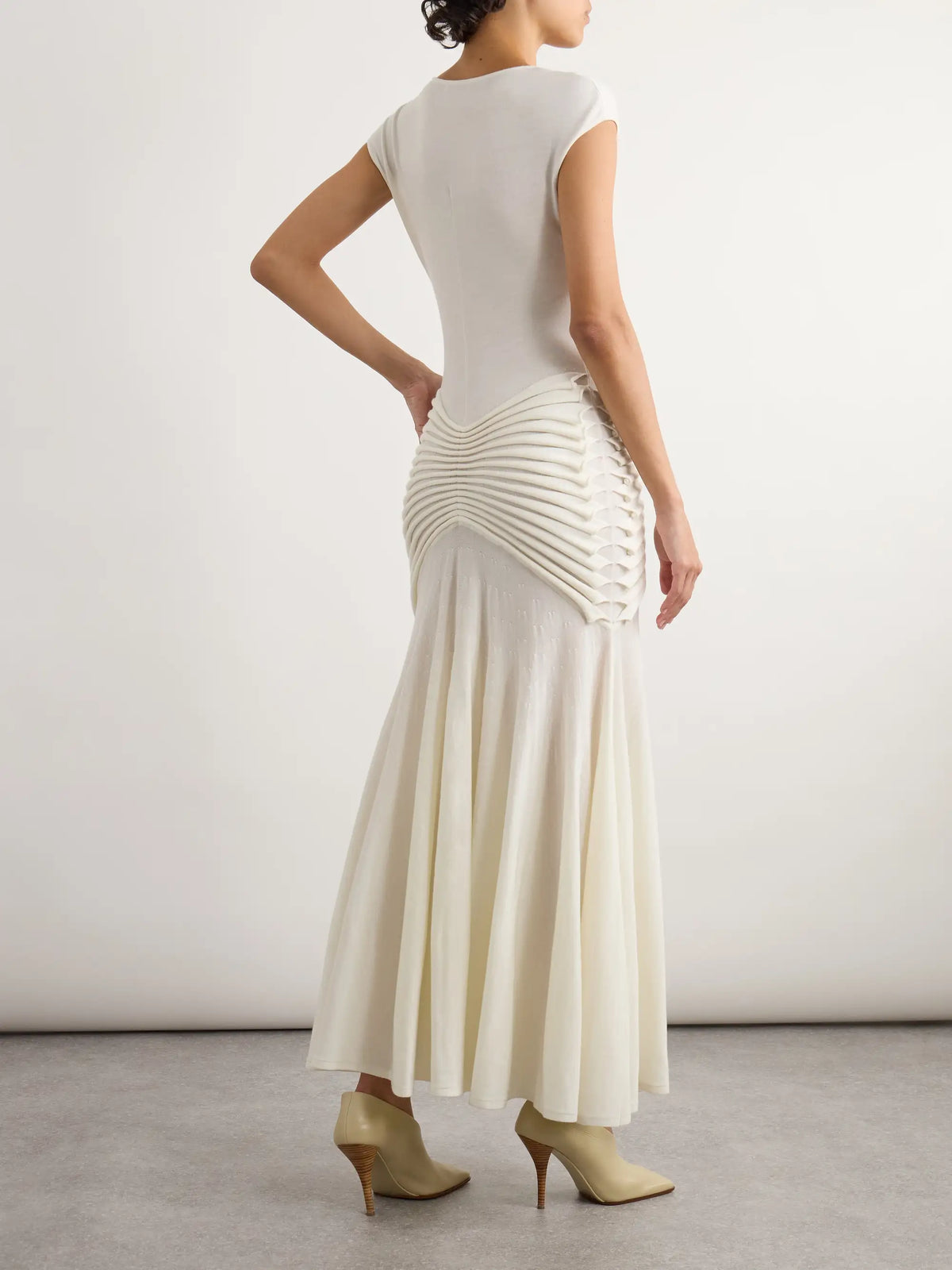 Ruched Wool Maxi Dress