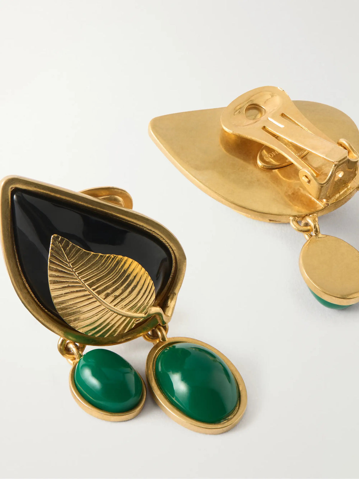 Leaf Enamel Gold-plated Earrings