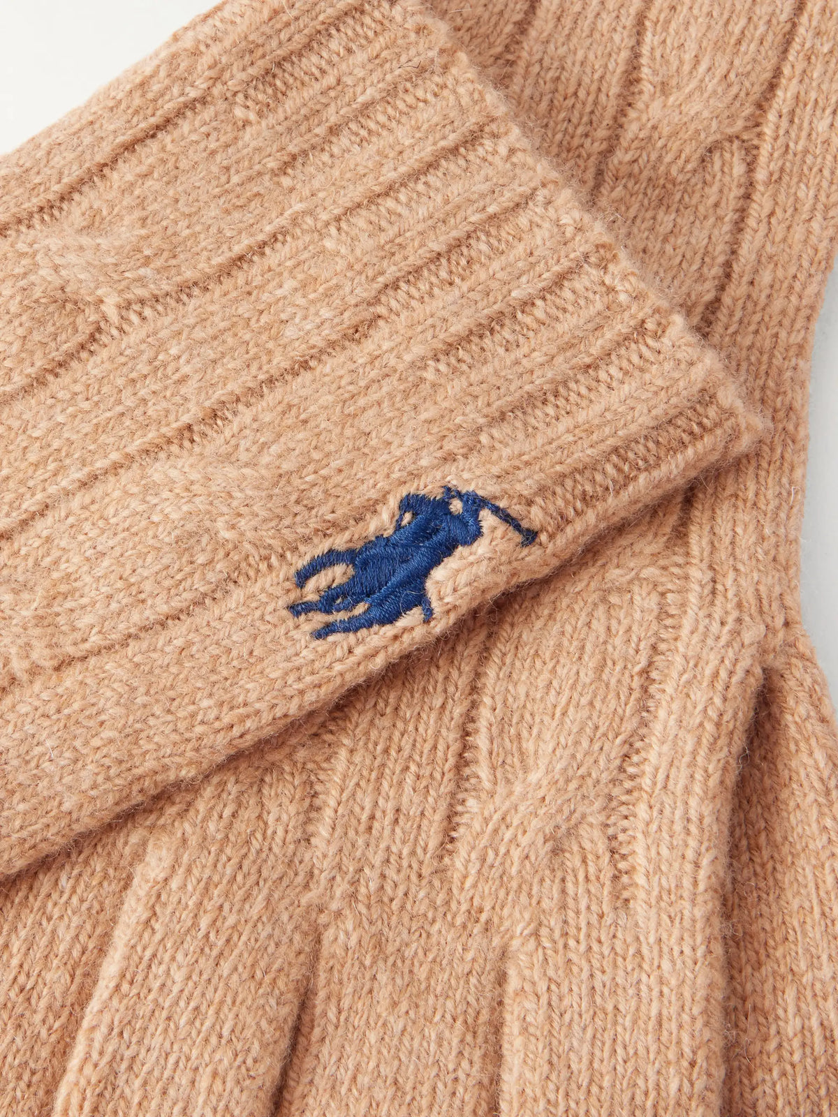 Polo Ralph Lauren Logo-embroidered Cable-knit Wool-blend Gloves
