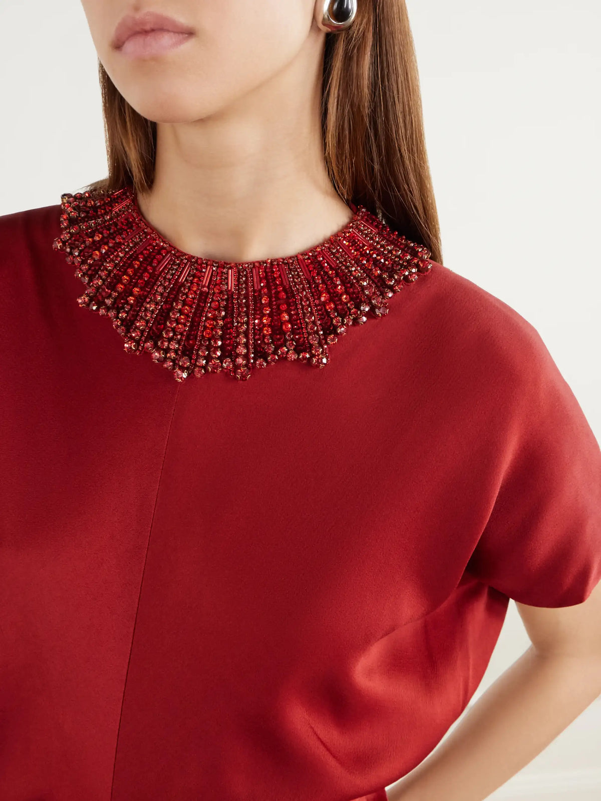 Jenny Packham Novak Crystal-embellished Draped Satin Gown