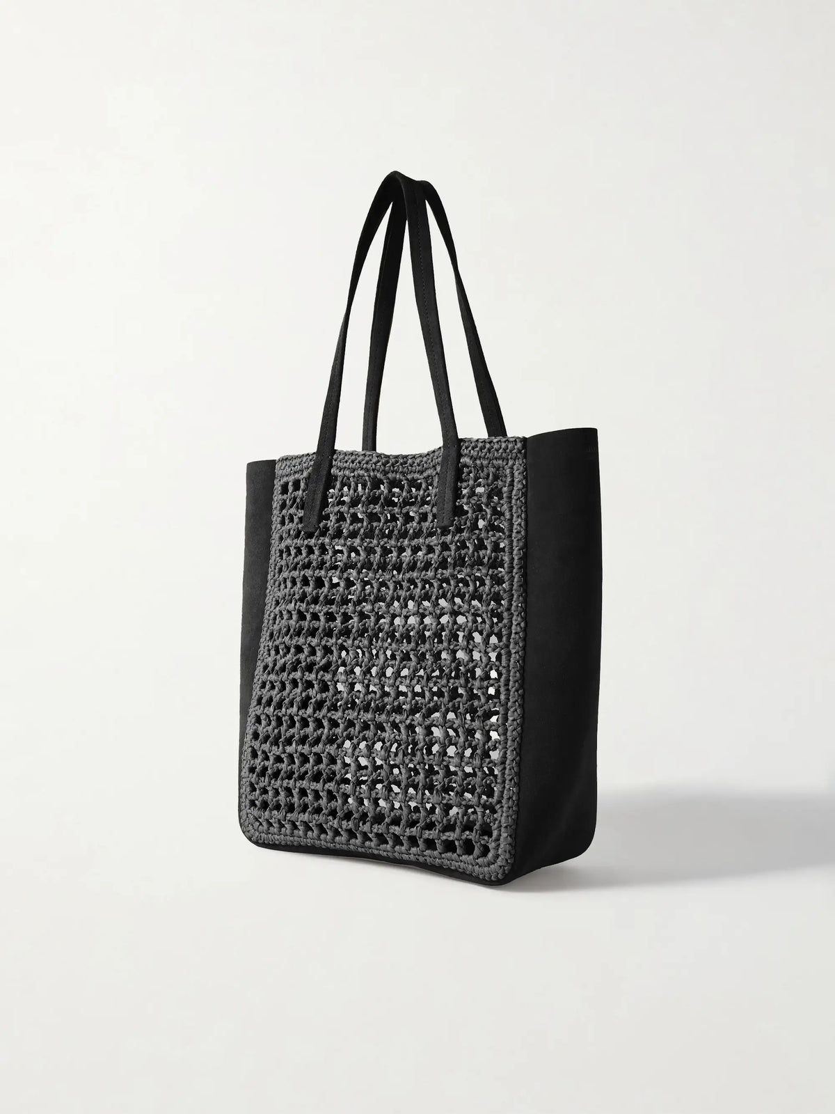 Zoe Small Leather And Raffia Tote