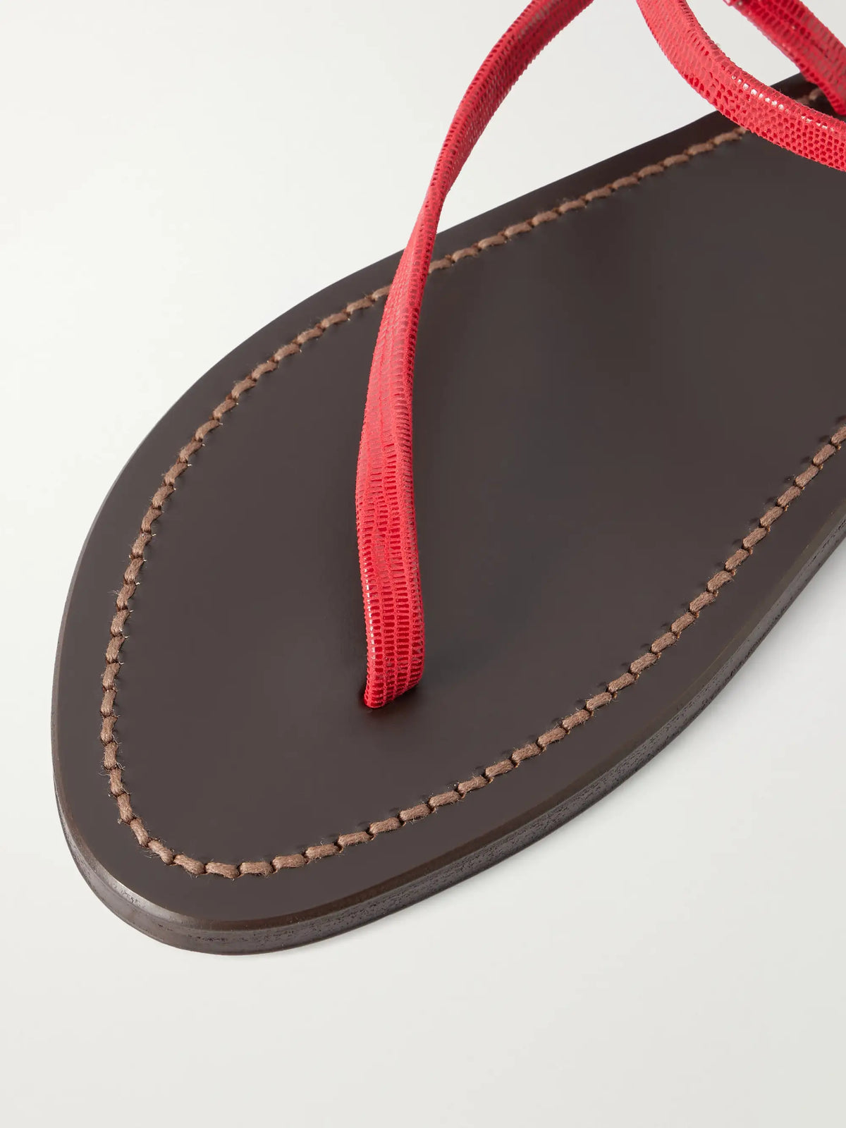Vassili Snake-effect Leather Flat Sandals