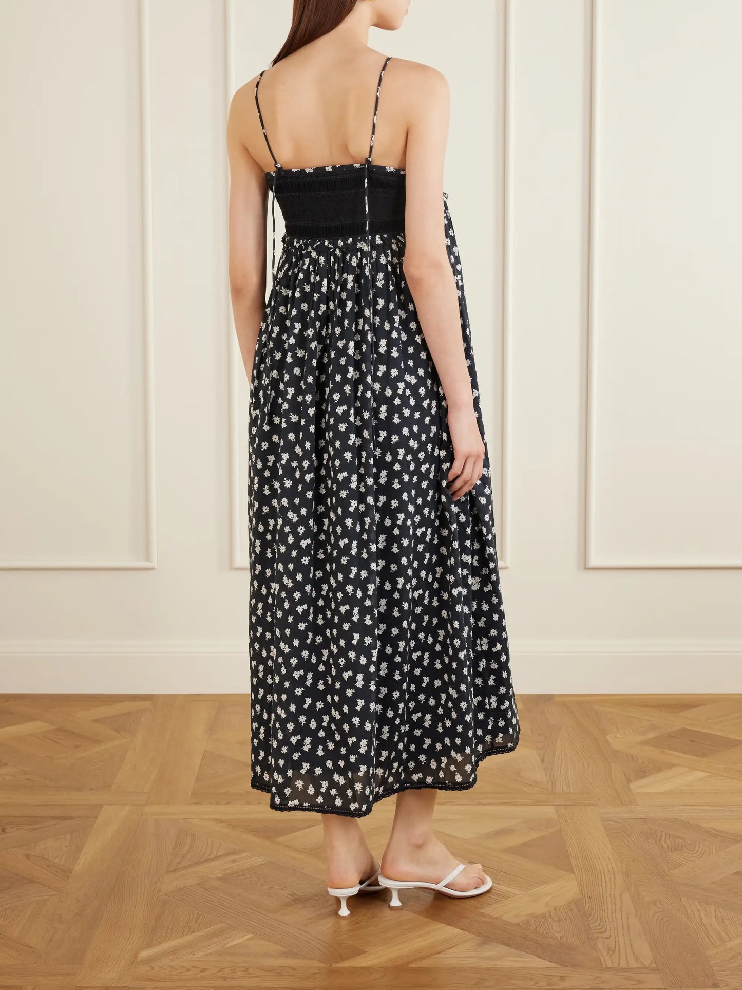 Danielle Floral-print Lace-trimmed Cotton Maxi Dress