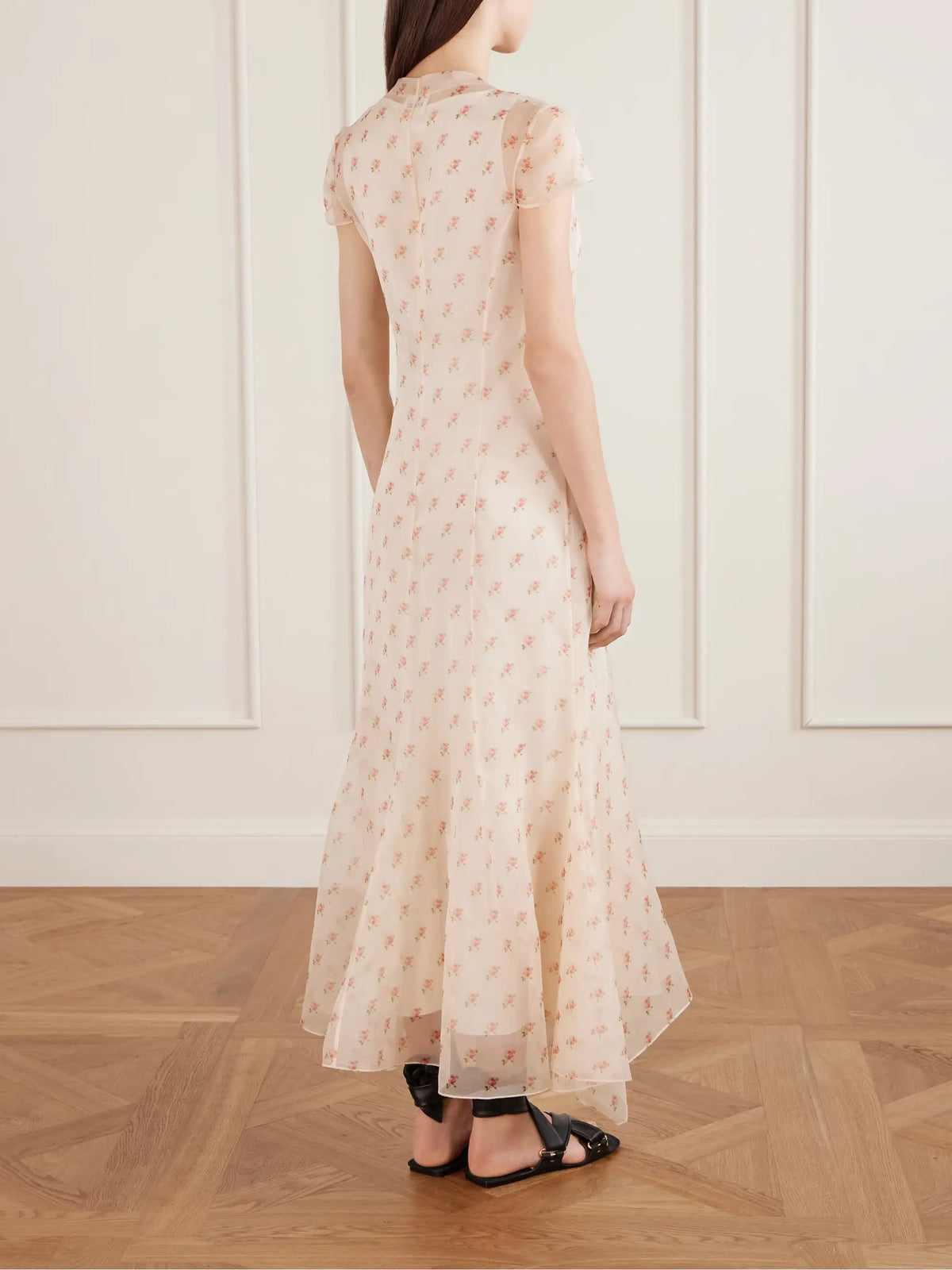 KHAITE Meera Wrap-effect Floral-print Silk-organza Midi Dress