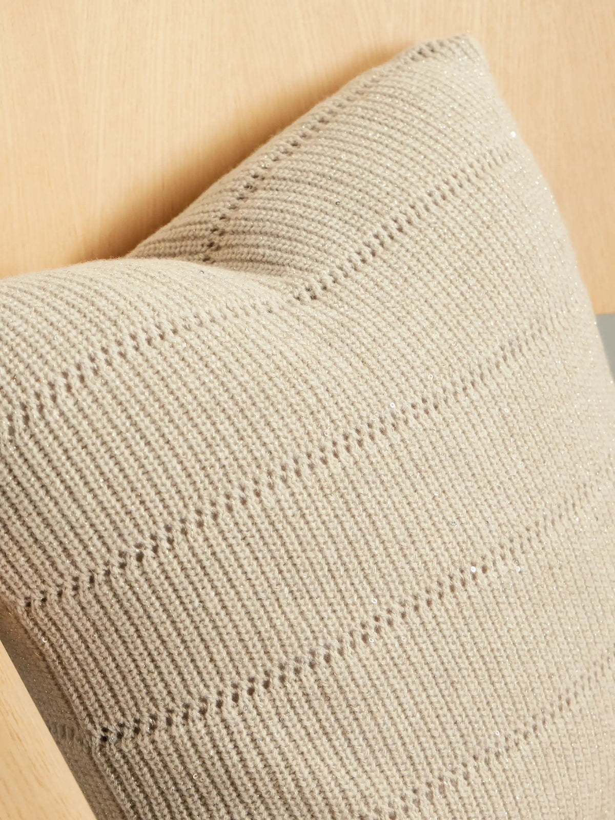 Sequin-embellished Metallic Ribbed-knit Pillow