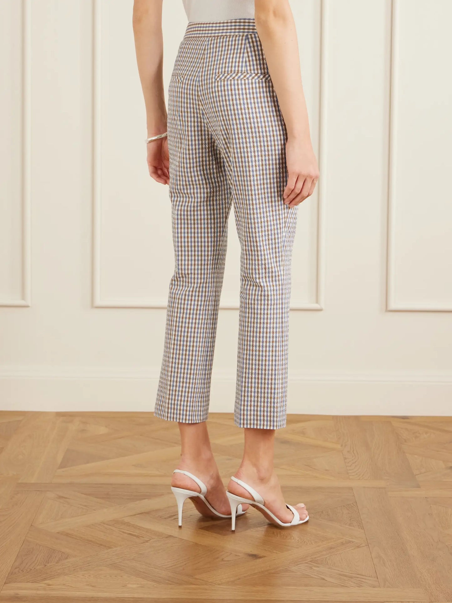 Arte Checked Cotton-seersucker Skinny Pants