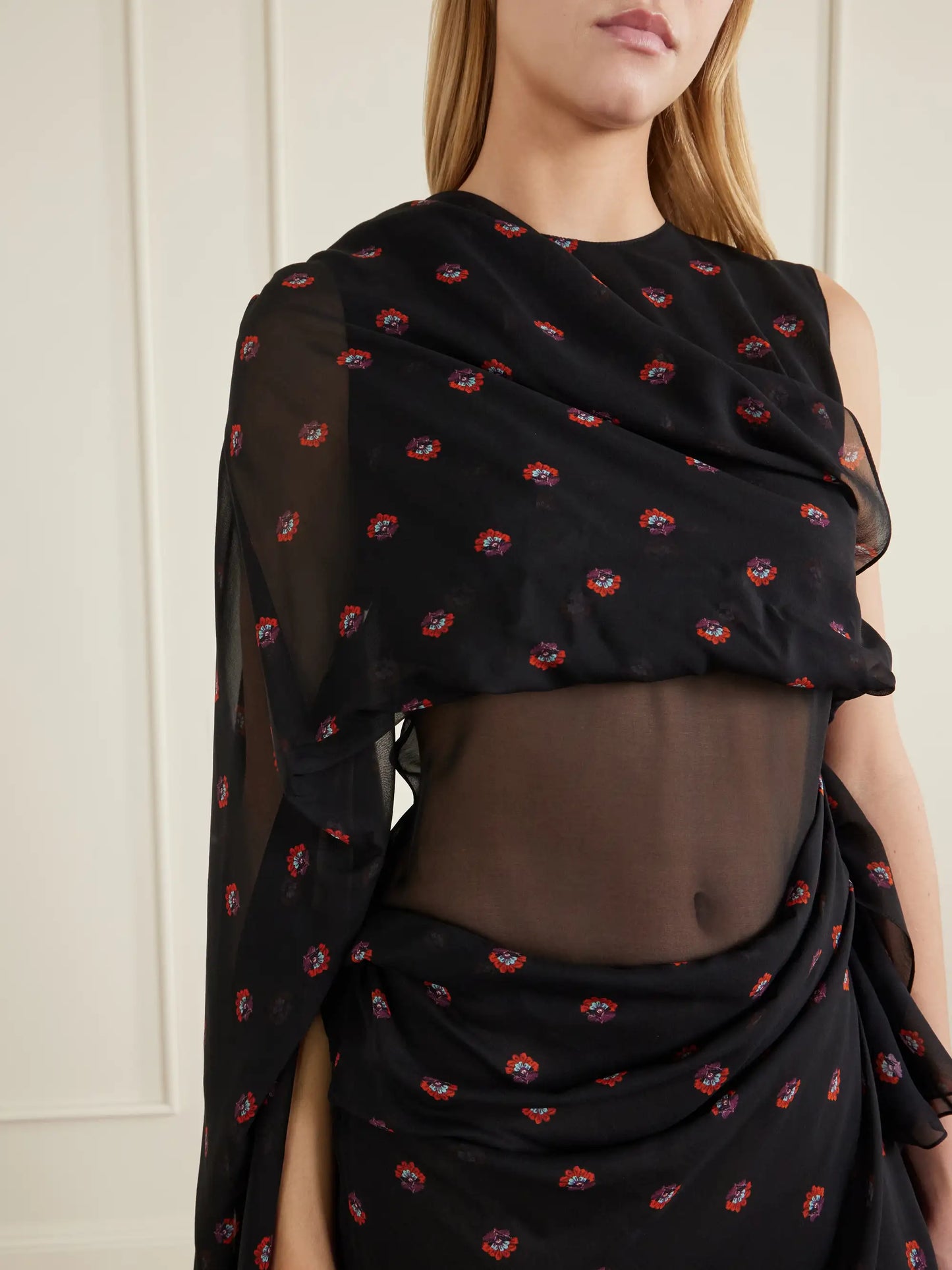 Floral-print Silk-chiffon Gown