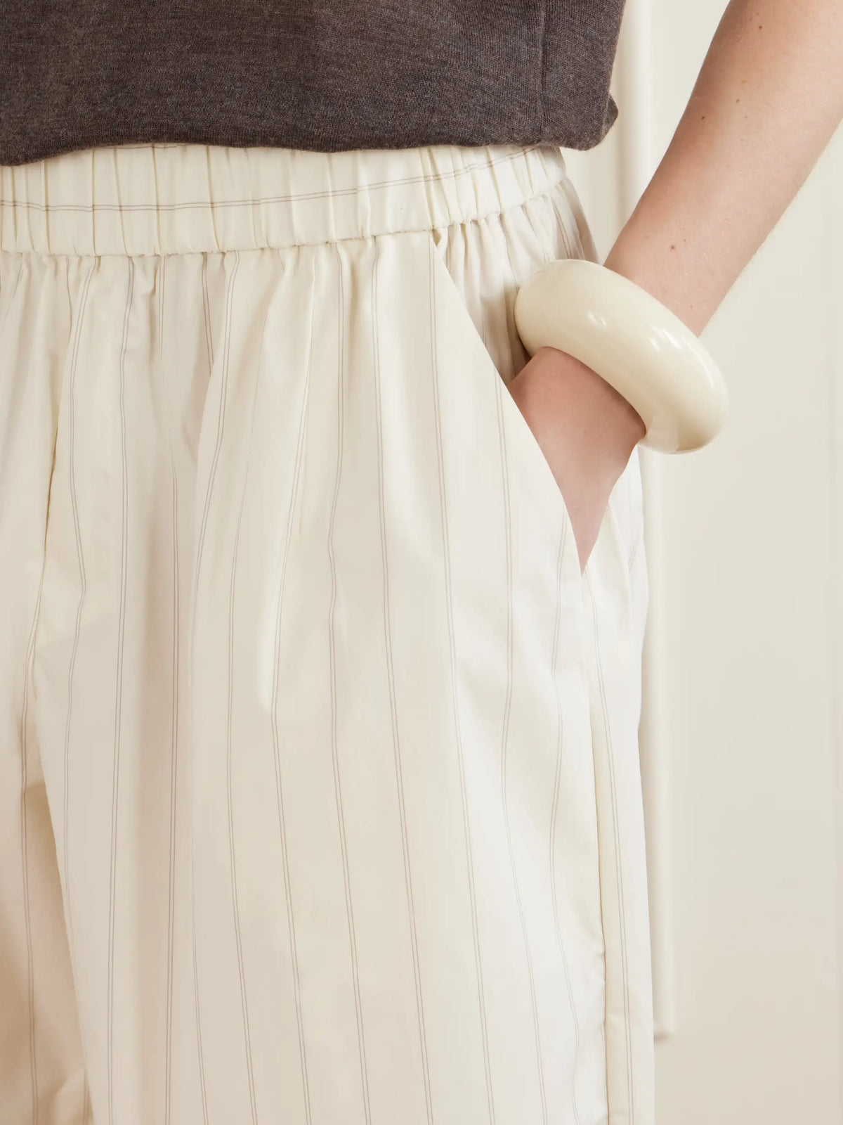 Everyday Striped Cotton-blend Poplin Wide-leg Pants