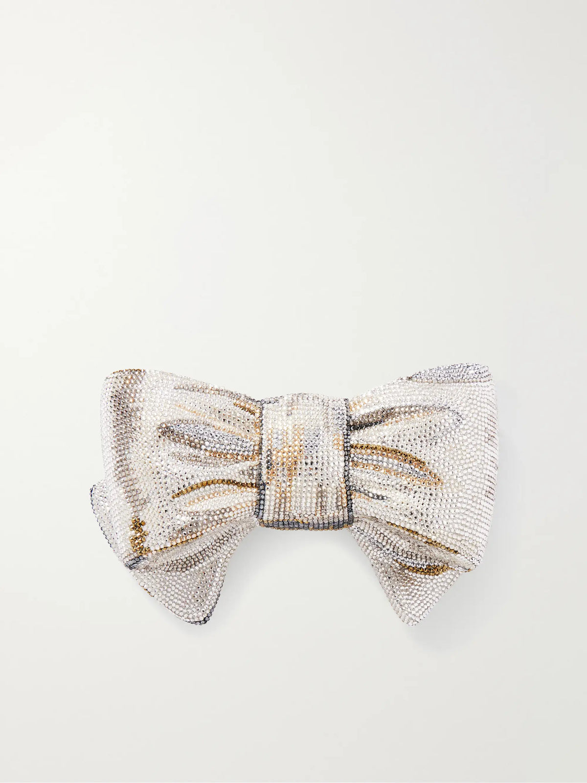 Bow Just For You Crystal-embellished Silver-tone Clutch
