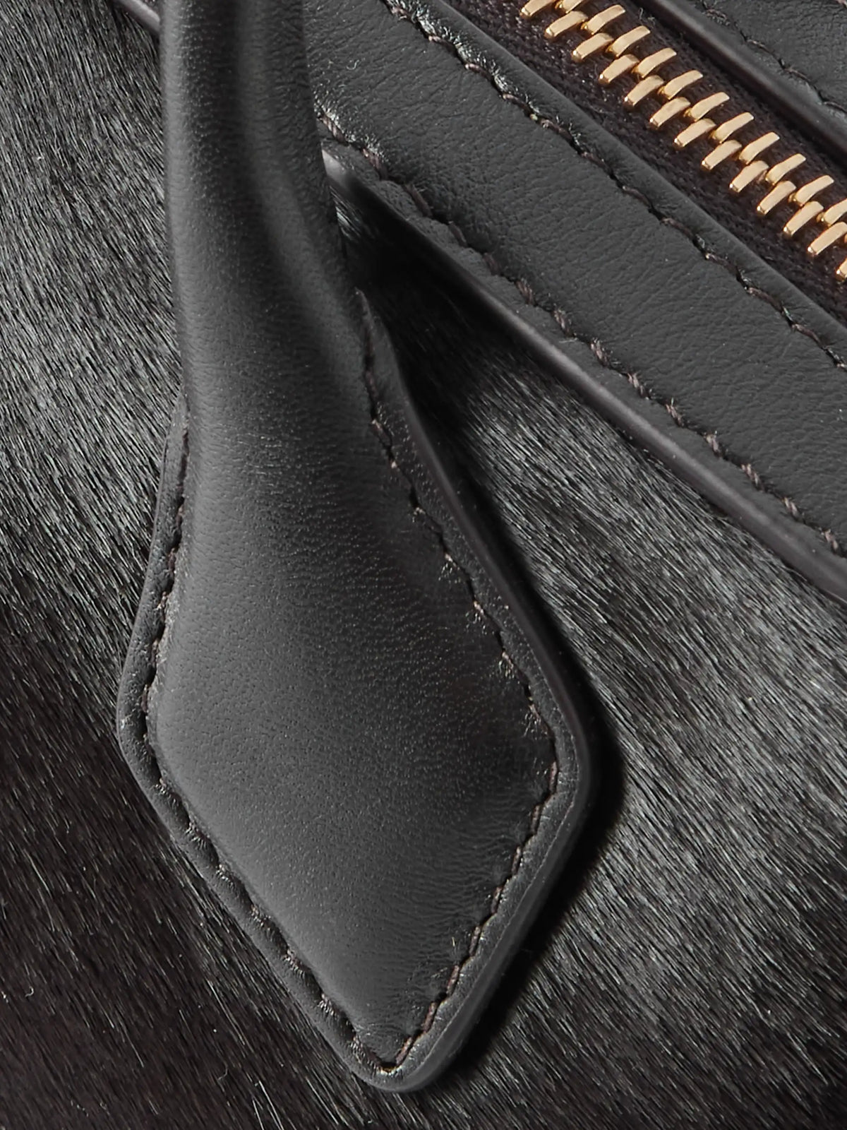Le Teckel Leather-trimmed Calf Hair Clutch