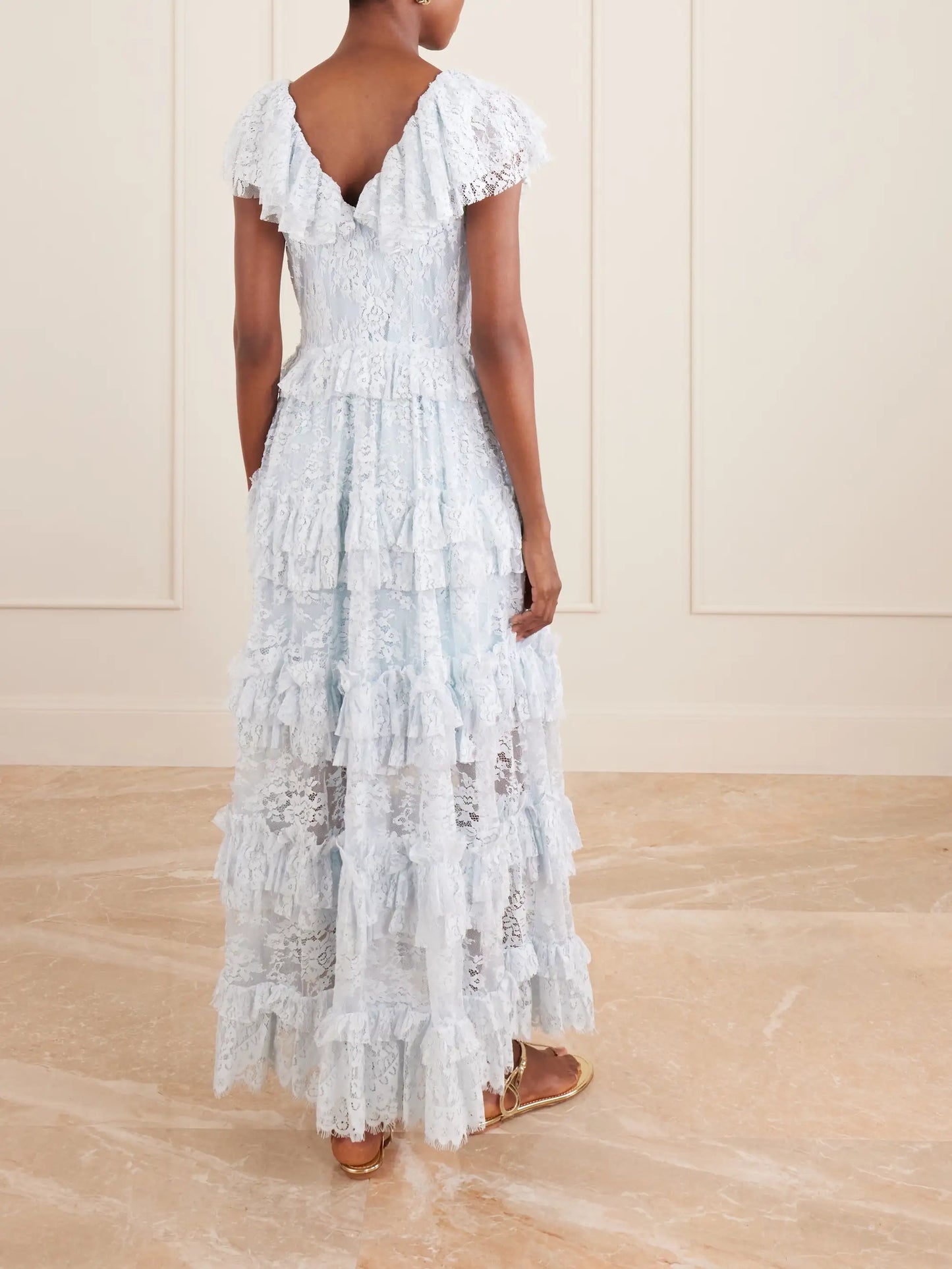 Sharleen Ruffled Lace Maxi Dress