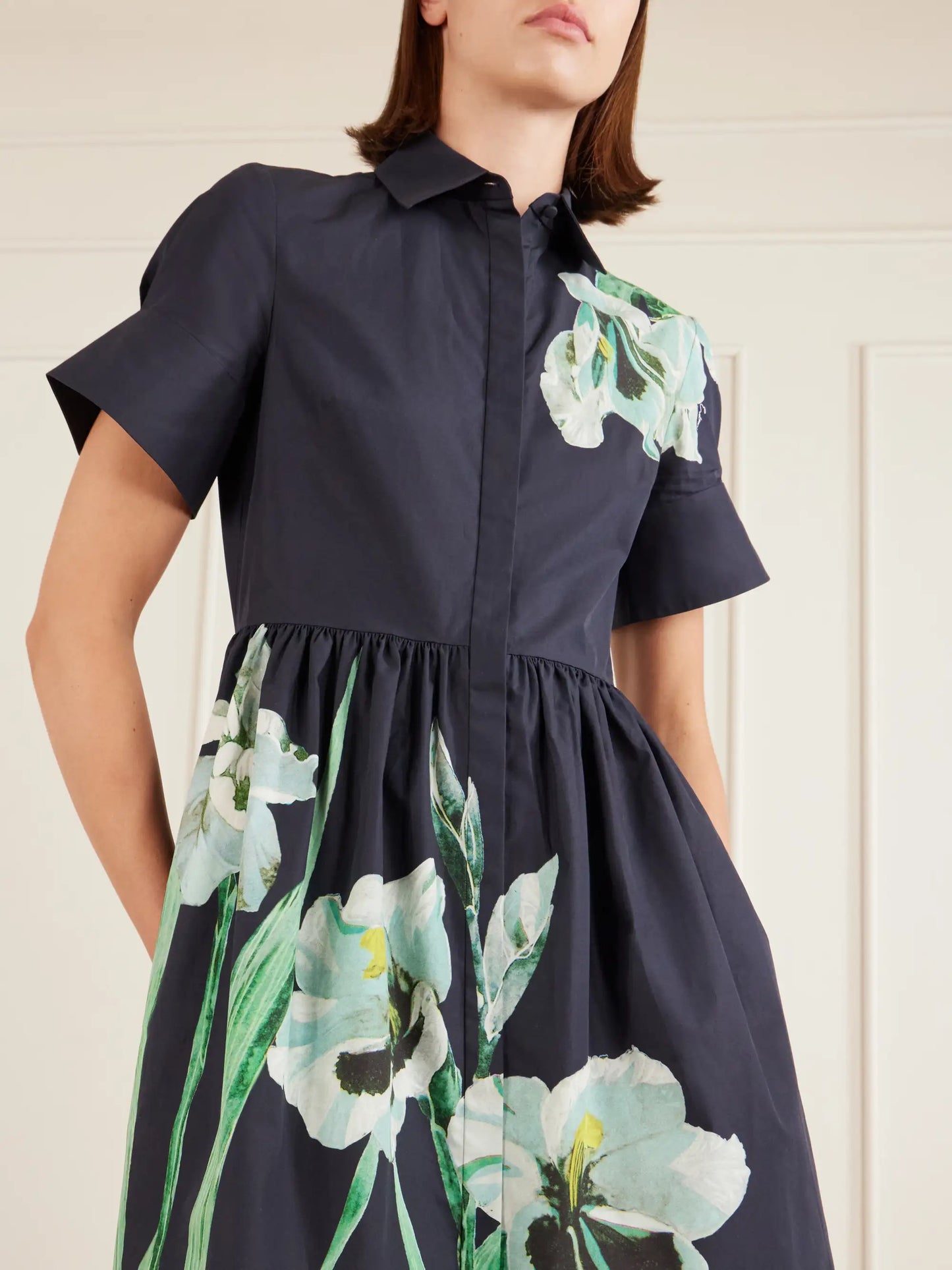 Floral-print Cotton-blend Poplin Mini Dress