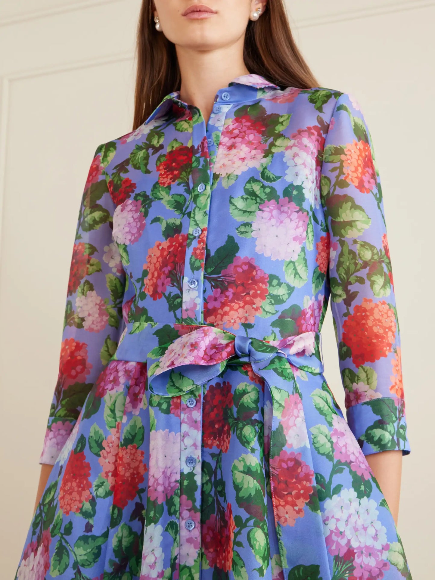Belted Floral-print Silk-organza Midi Dress