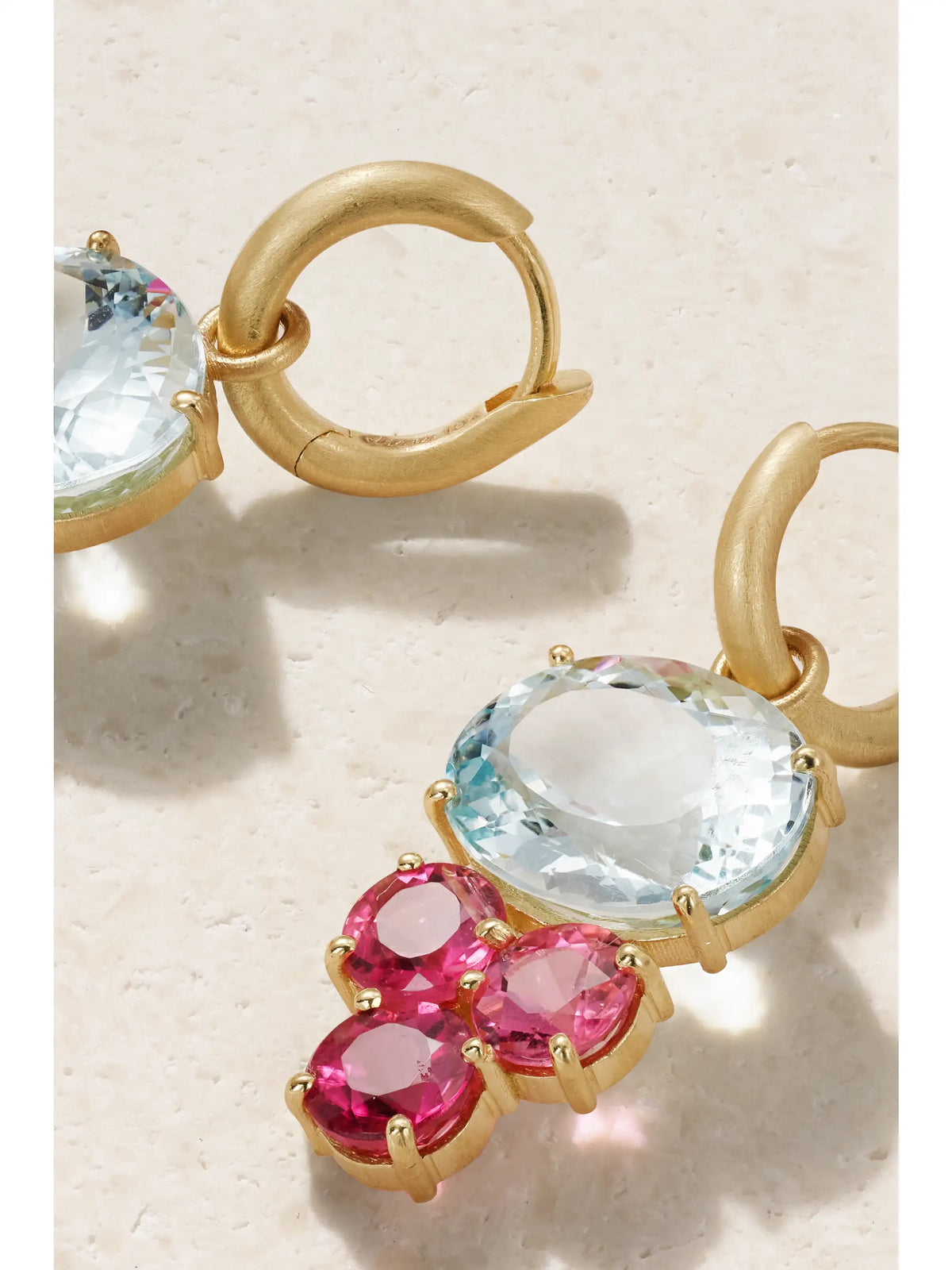 Gemmy Gem 18-karat Gold, Aquamarine And Tourmaline Earrings