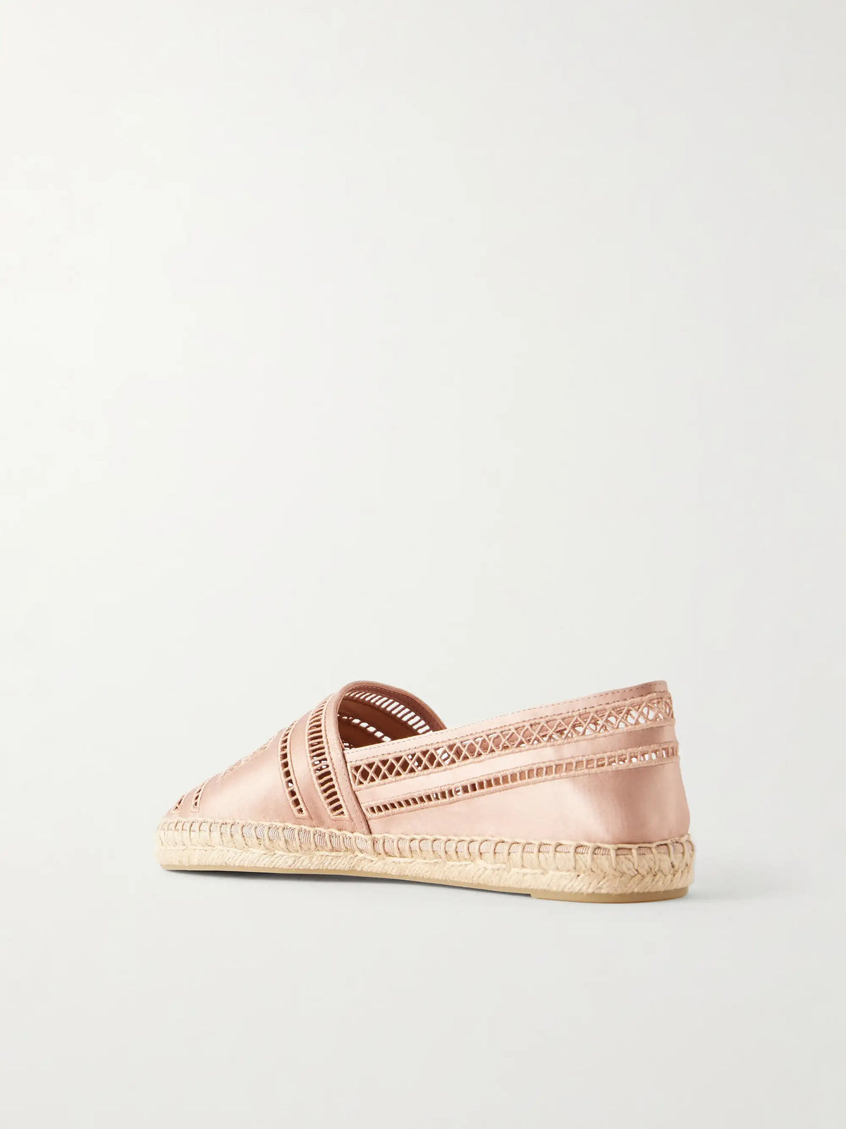Open Weave Embroidered Satin Espadrilles
