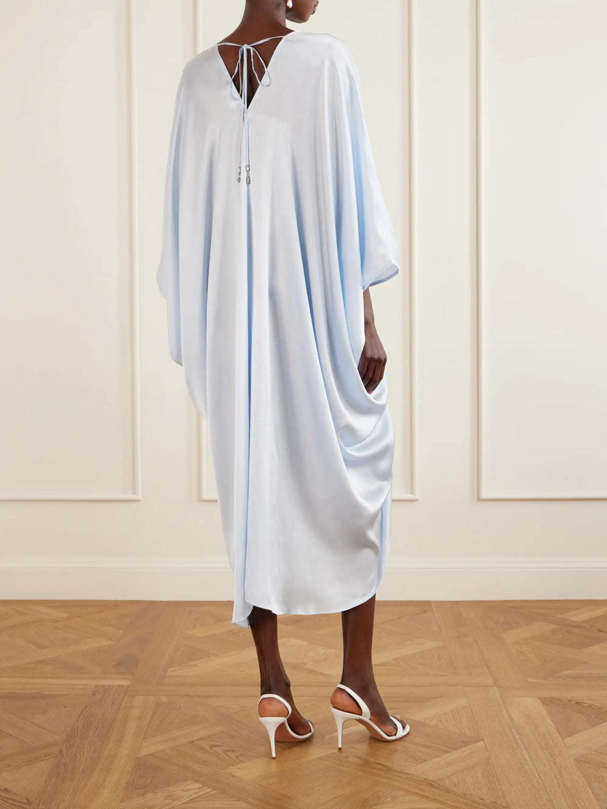 Draped Silk-satin Kaftan