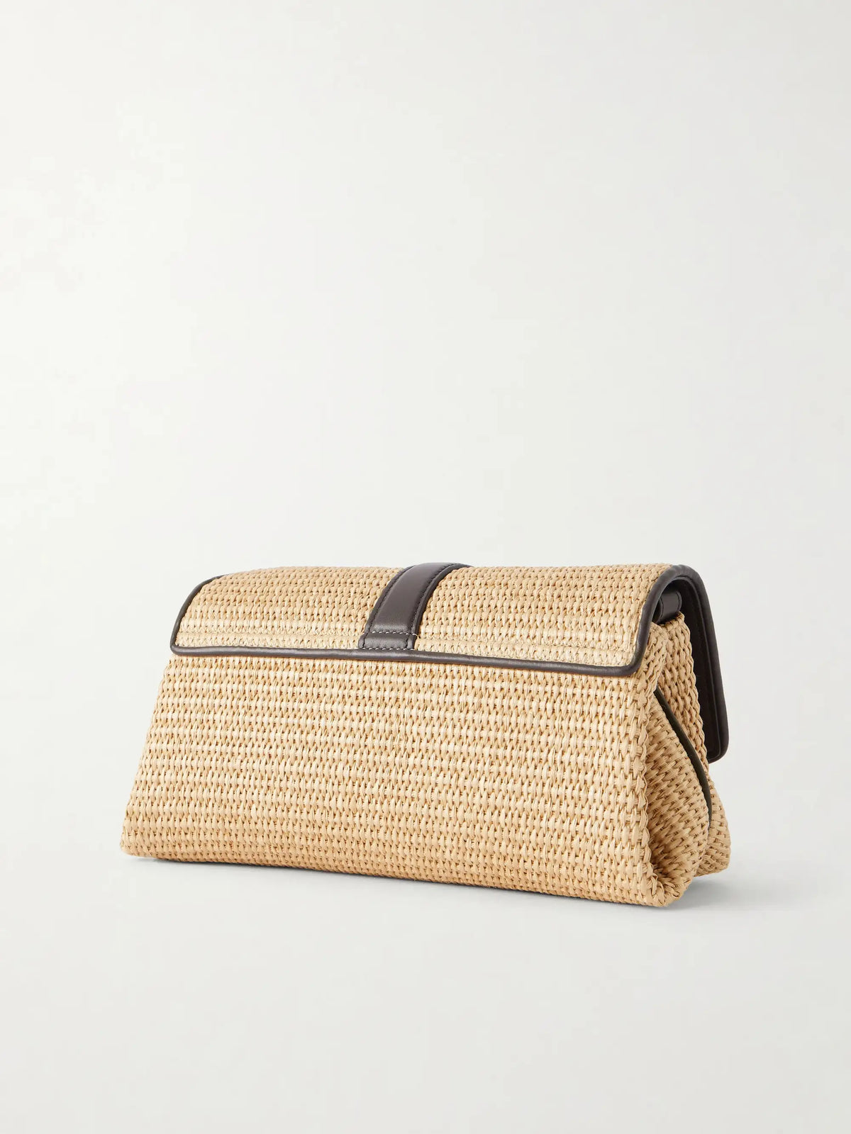 Leather-trimmed Woven Raffia Cross Body Bag