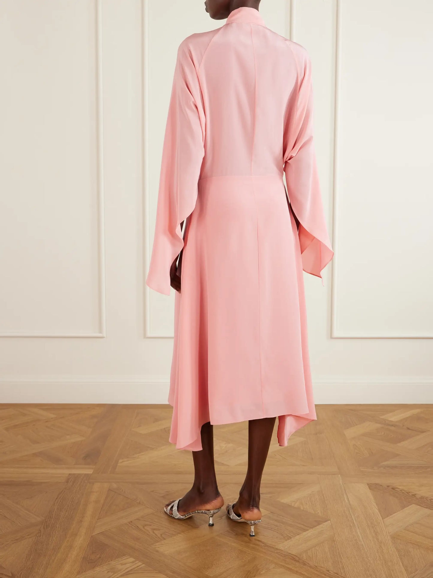 Tie-detailed Silk Midi Dress