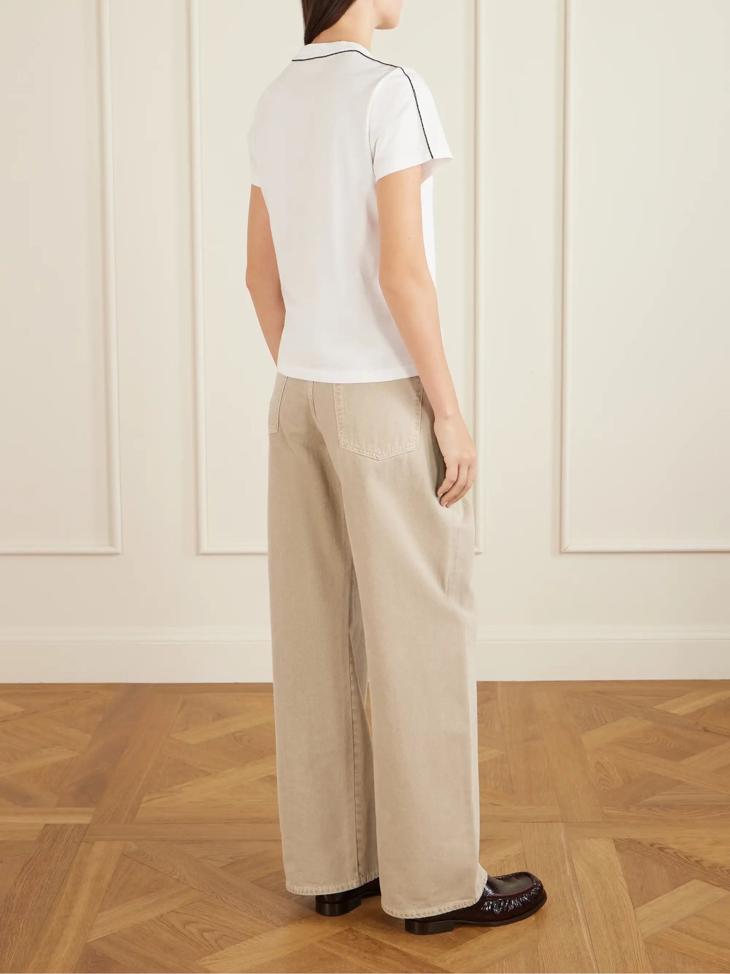 Embroidered Cotton-jersey T-shirt