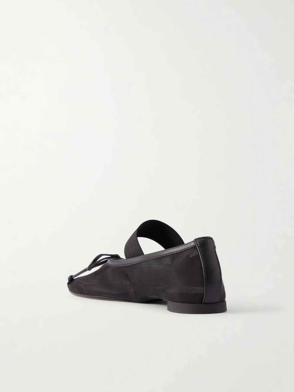 Bow-detailed Leather-trimmed Mesh Ballet Flats