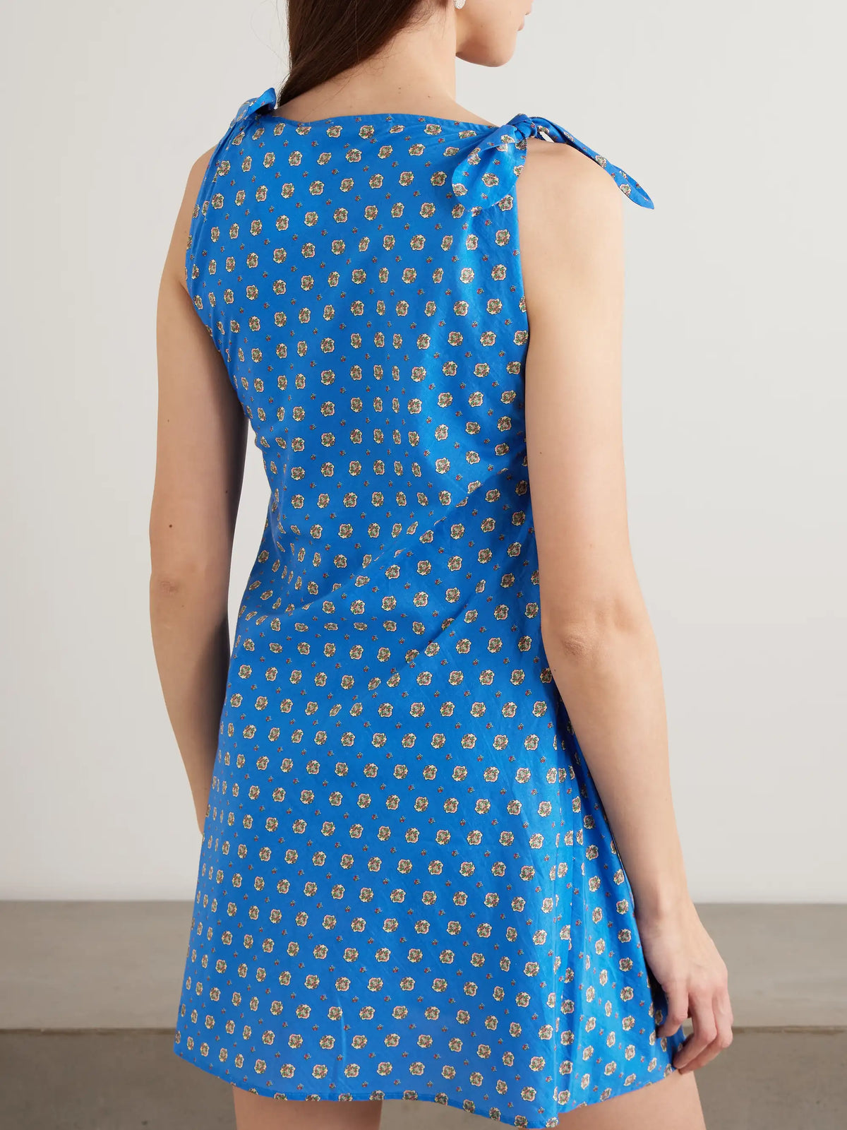 Maltina Tie-detailed Printed Cotton And Silk-blend Mini Dress