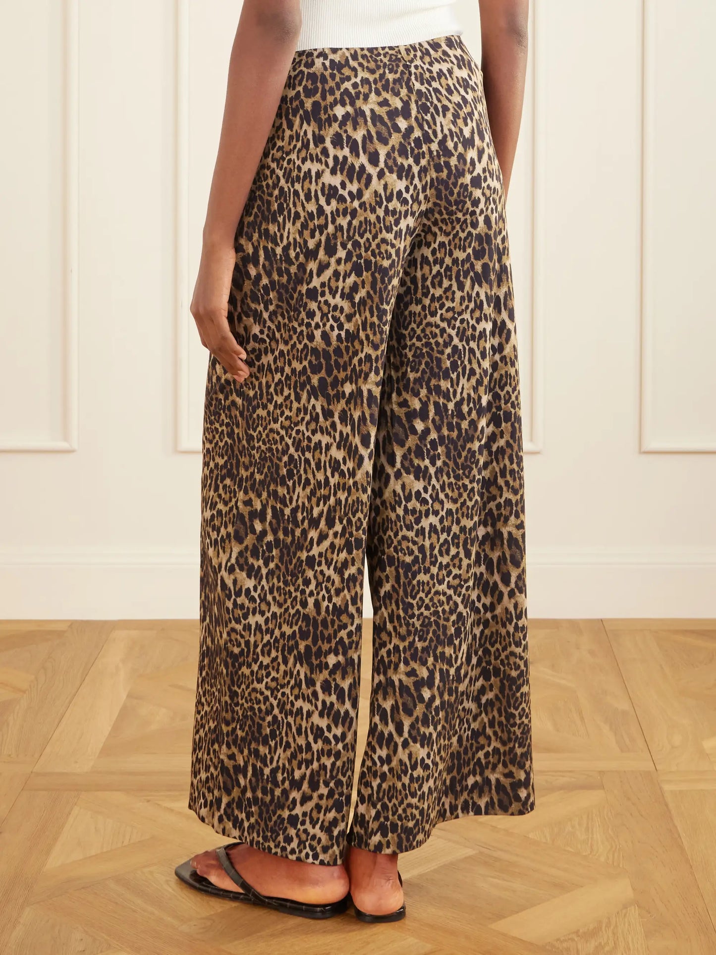 Adriel Leopard-print Crepe De Chine Wide-leg Pants