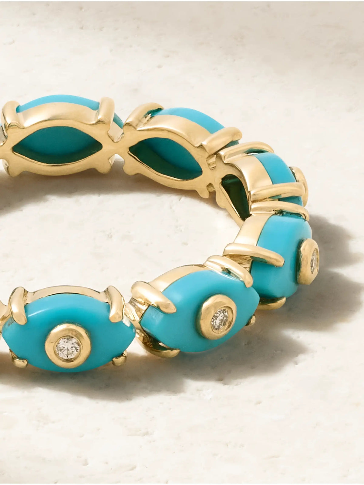 Eternity 14-karat Gold, Turquoise And Diamond Ring