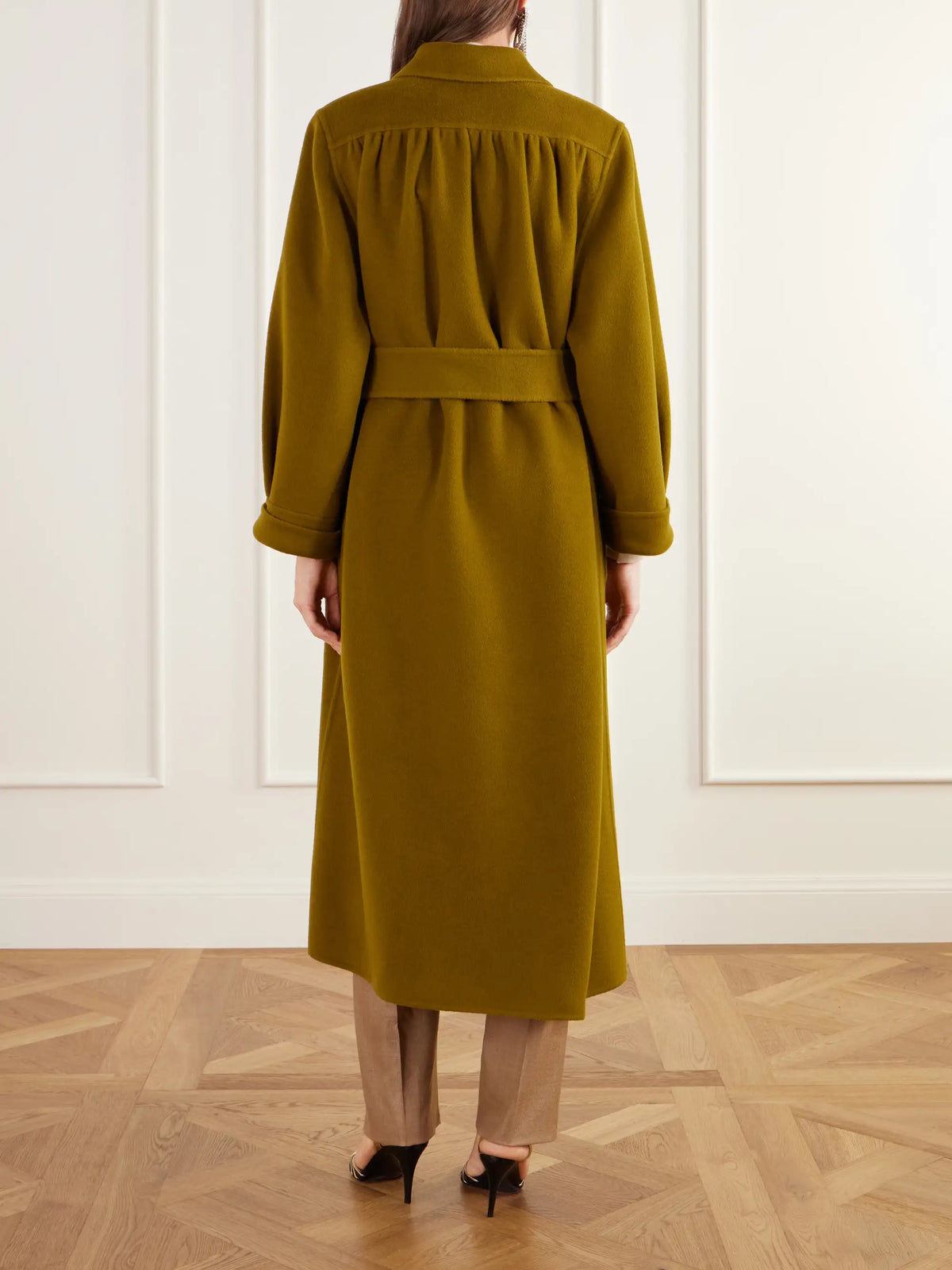 Valentino Garavani Belted Gathered Felted Wool And Cashmere-blend Coat