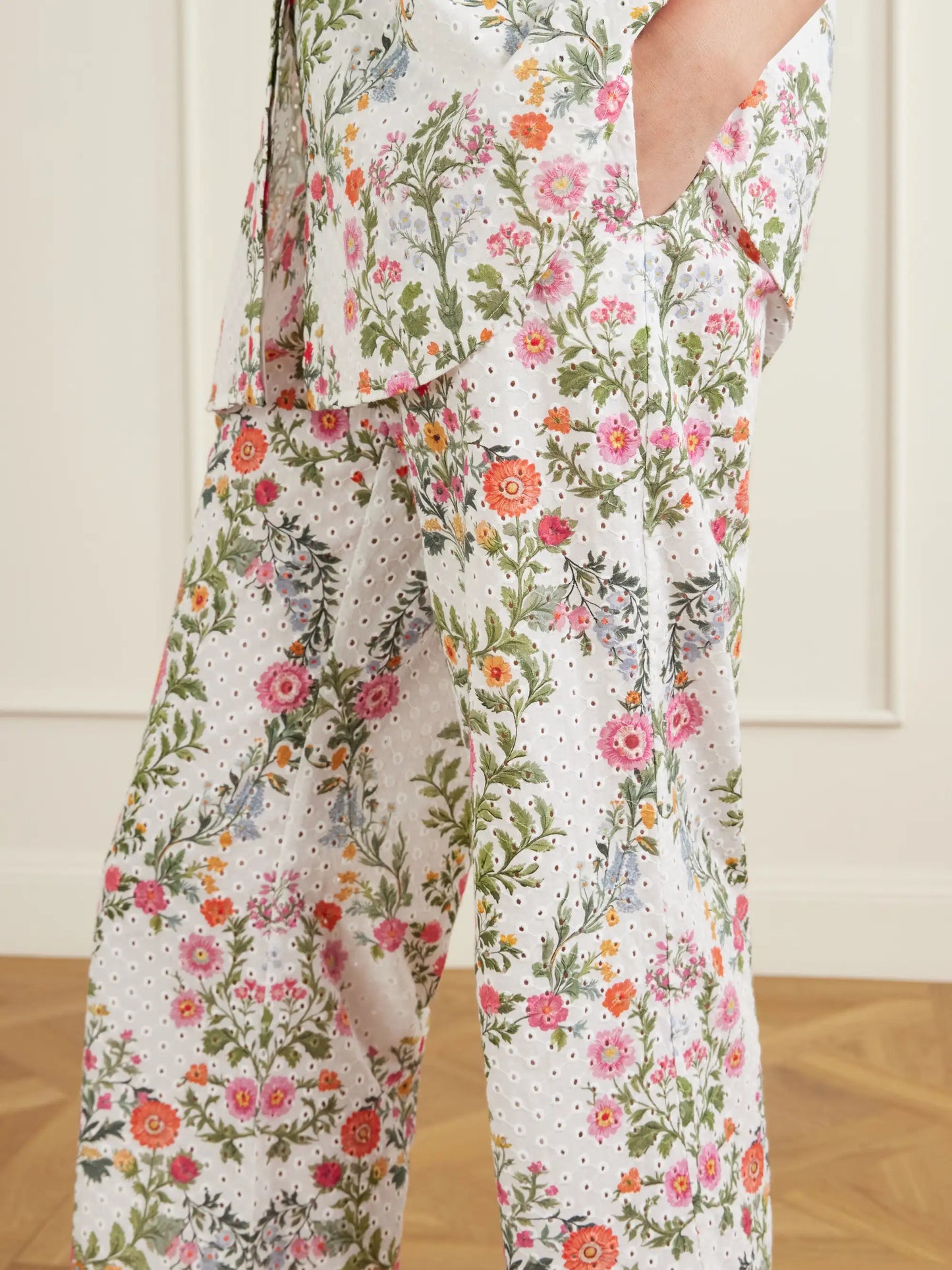 Joshua Broderie Anglaise Cropped Cotton Straight-leg Pants
