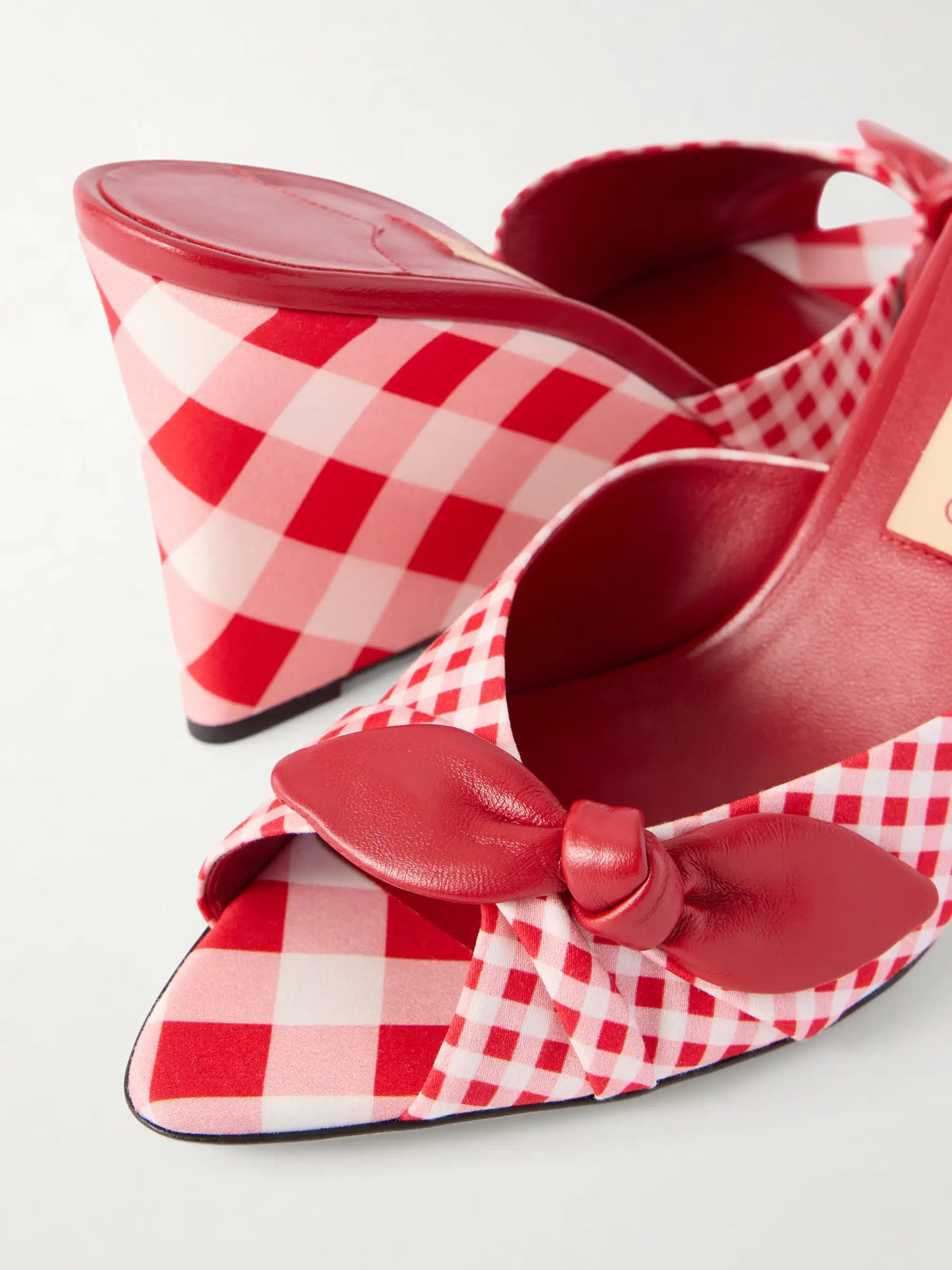 Livi 85 Leather-trimmed Checked Wedge Mules