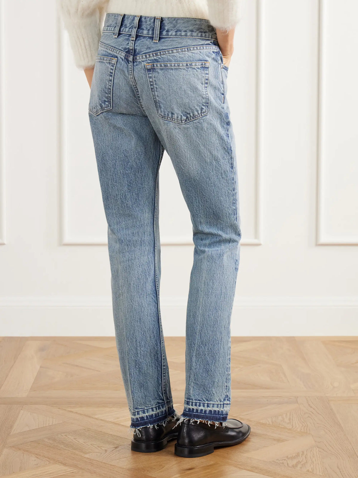 RÙADH The Olympia Frayed Faded Low-rise Slim-fit Jeans