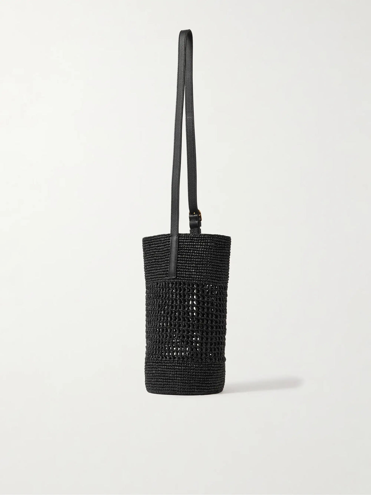 Billie Leather-trimmed Raffia Bucket Bag