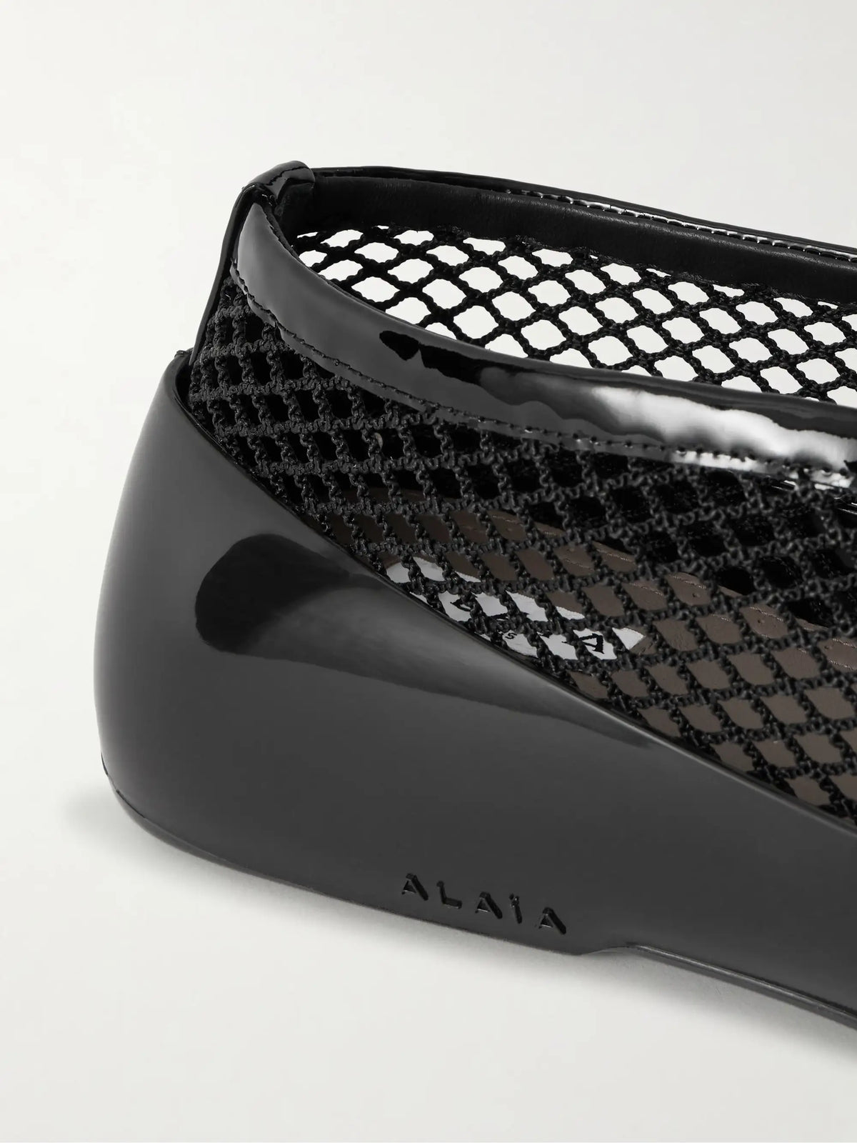 Patent Leather-trimmed Mesh And Rubber Ballet Flats