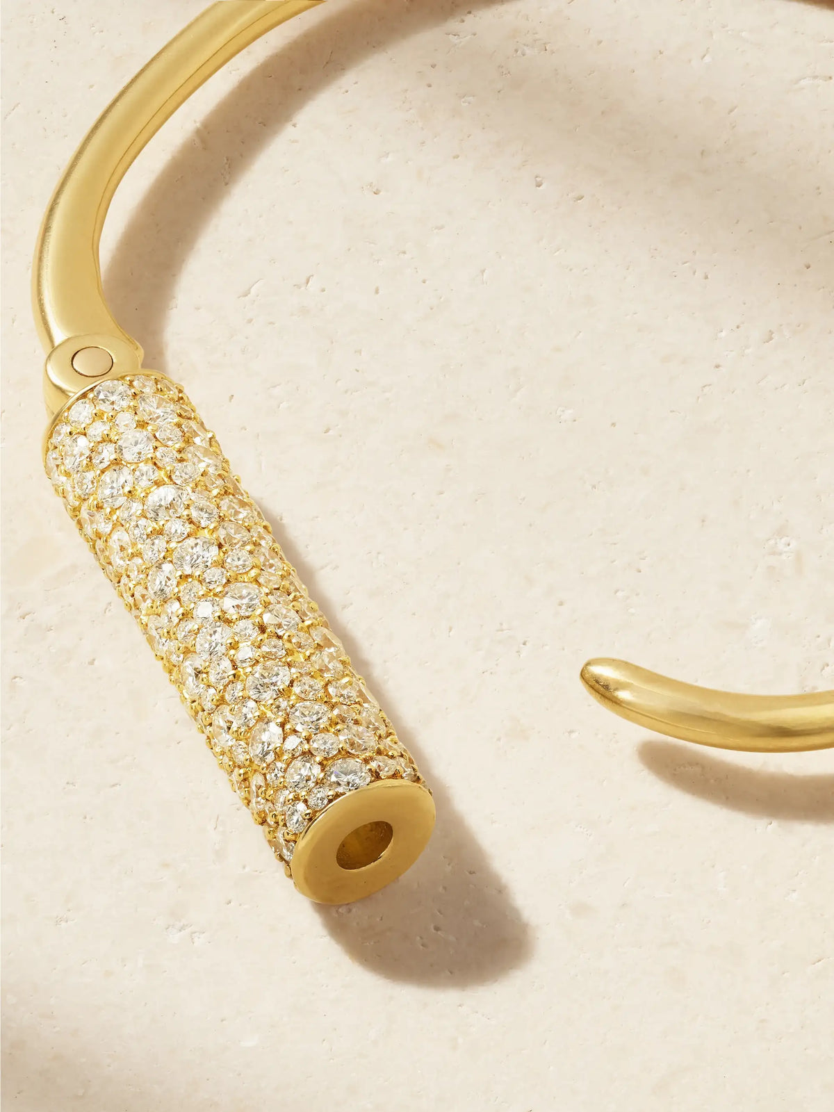 Stoned Trundle Lock 18-karat Gold Diamond Bracelet