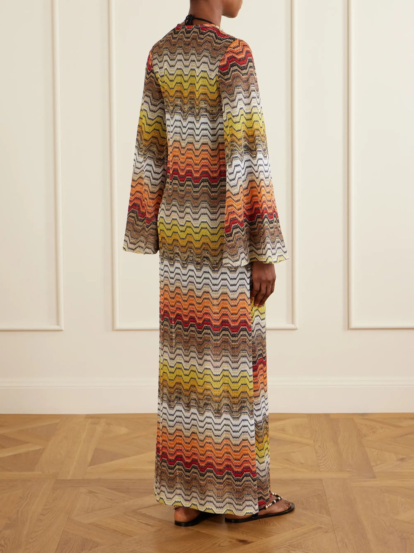 Mare Striped Metallic Crochet-knit Coverup