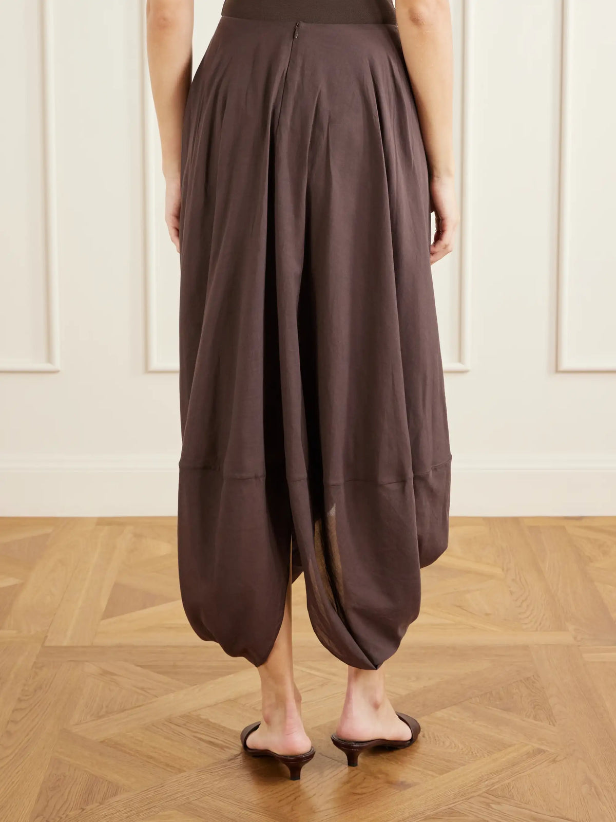 Draped Organic Cotton And Lyocell-blend Maxi Skirt