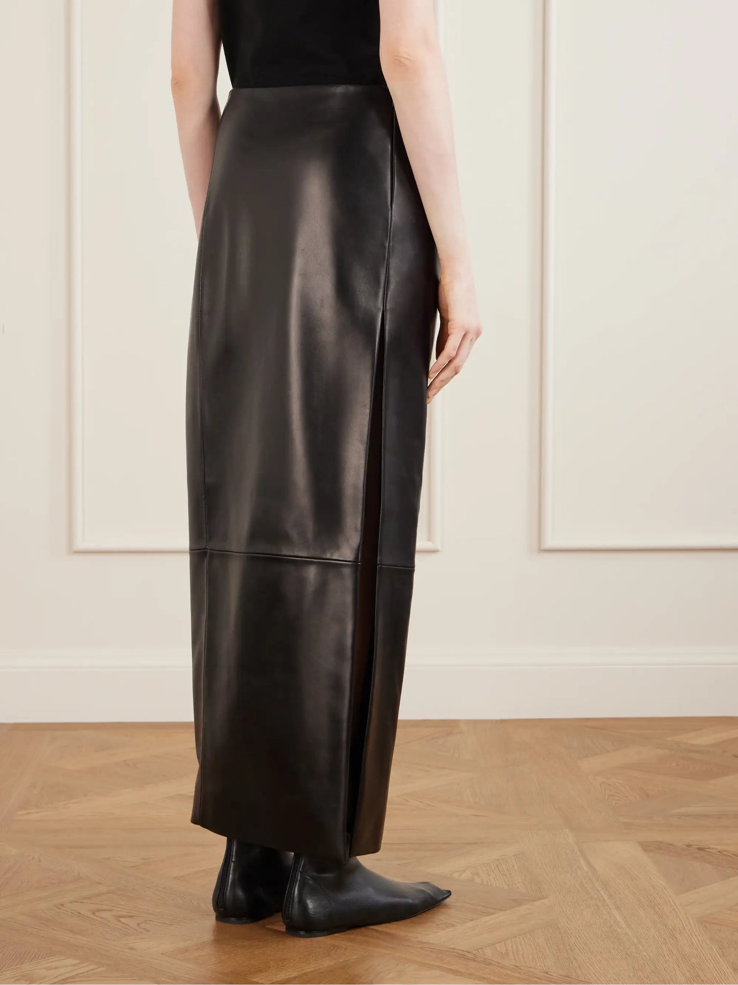 Lyle Leather Midi Skirt