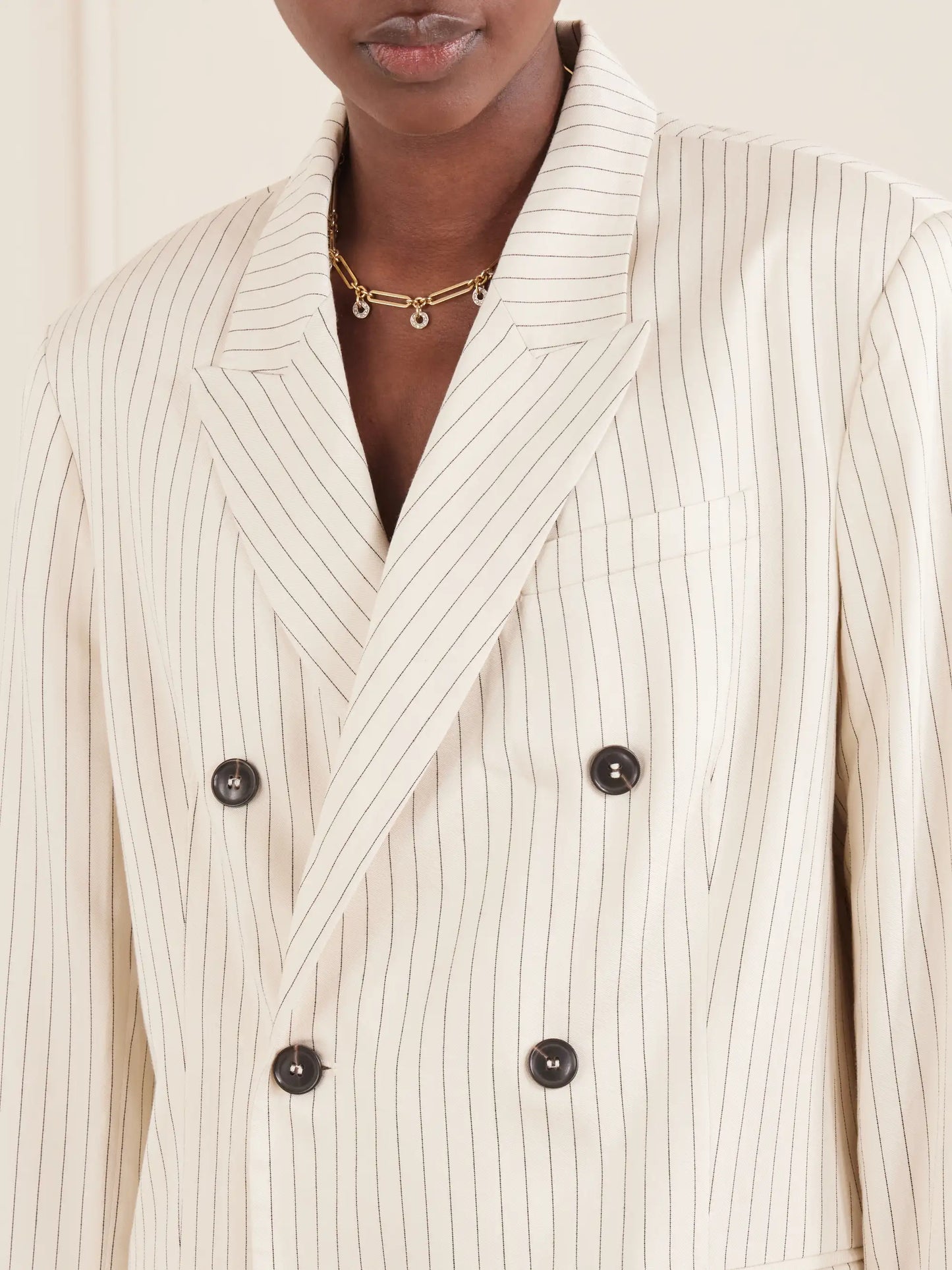 The Avenue Double-breasted Striped Blazer