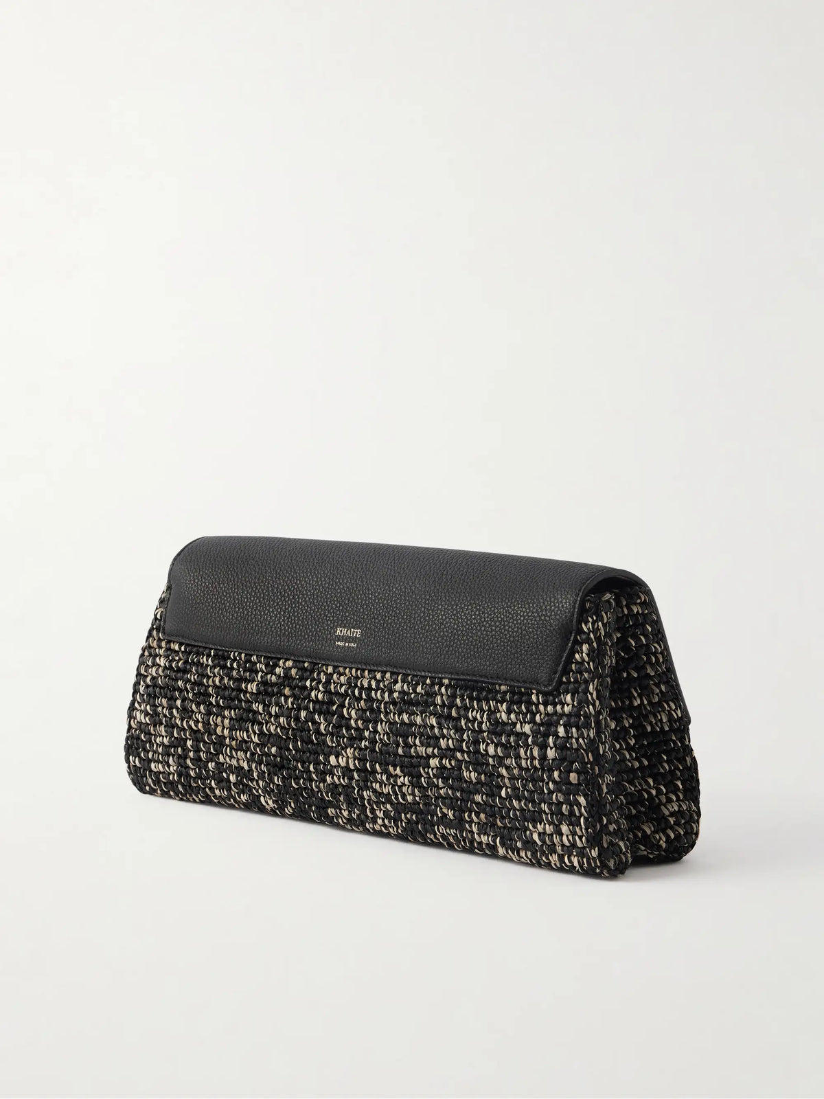 Audrey Textured-leather And Raffia Clutch