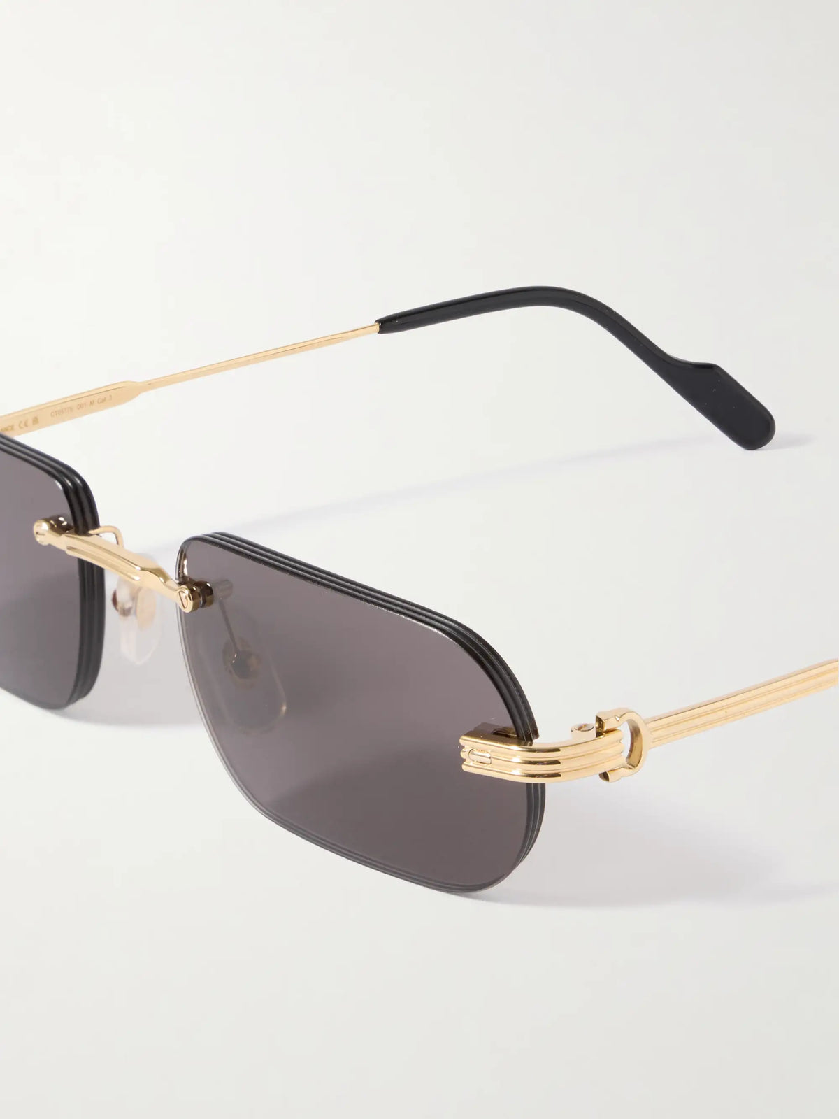 Eyewear Première De Cartier Rimless Rectangle-frame Gold-tone Sunglasses