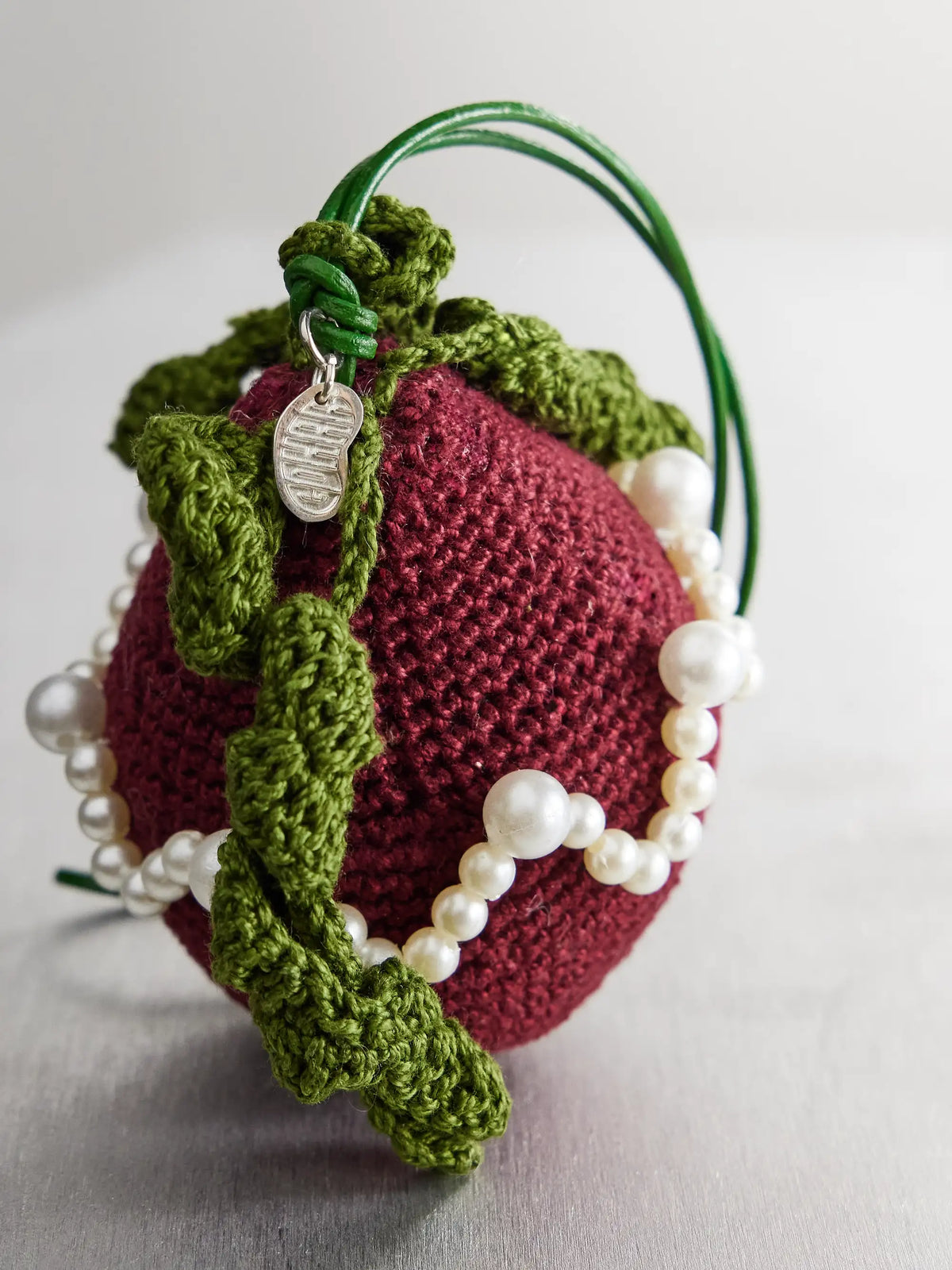 Embellished Crocheted Cotton Bag Charm