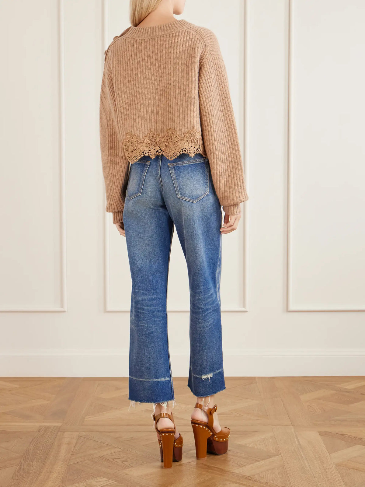Lace-trimmed Wool And Cashmere-blend Sweater
