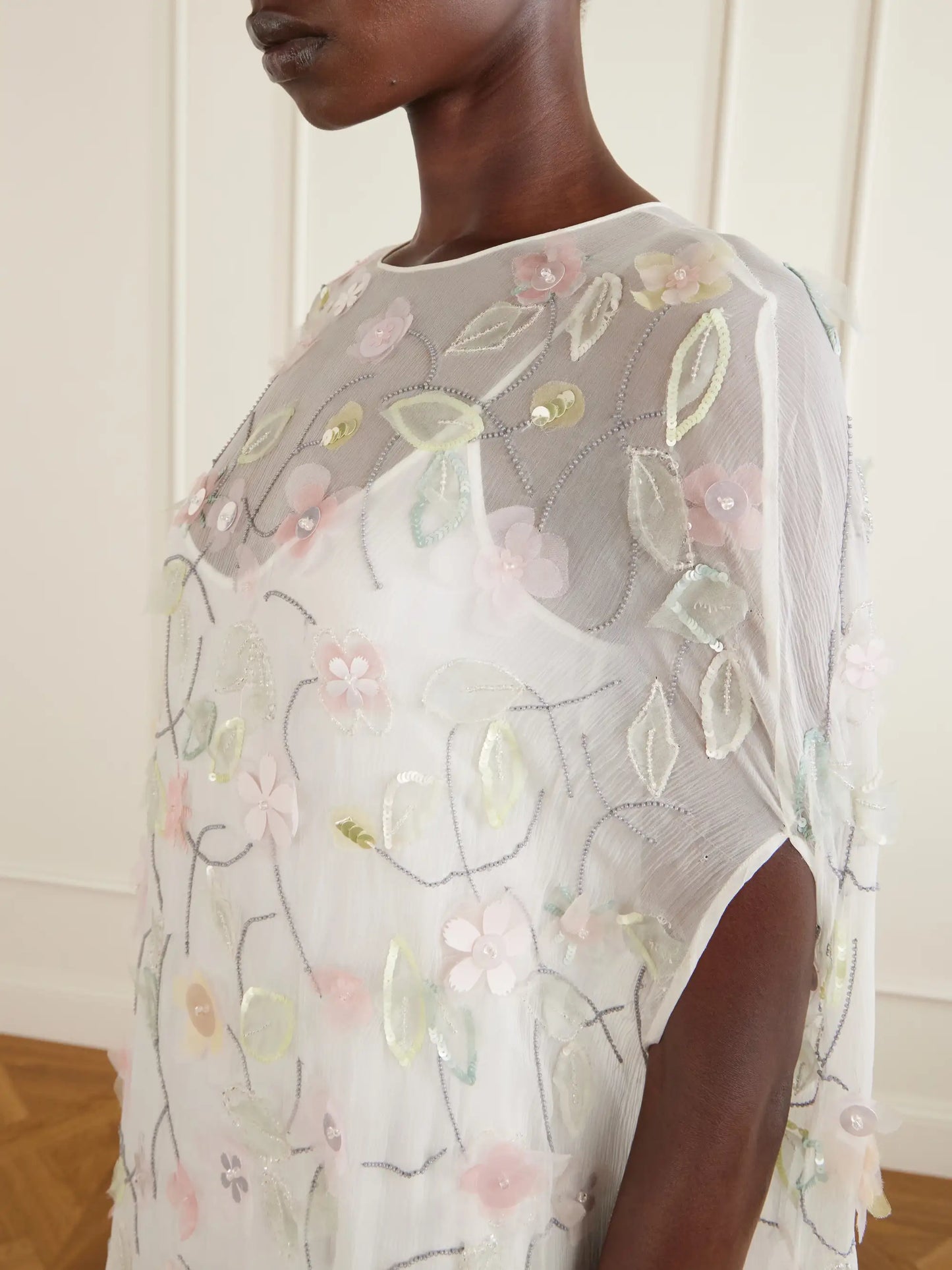 Embroidered Sequin-detailed Recycled Chiffon Gown
