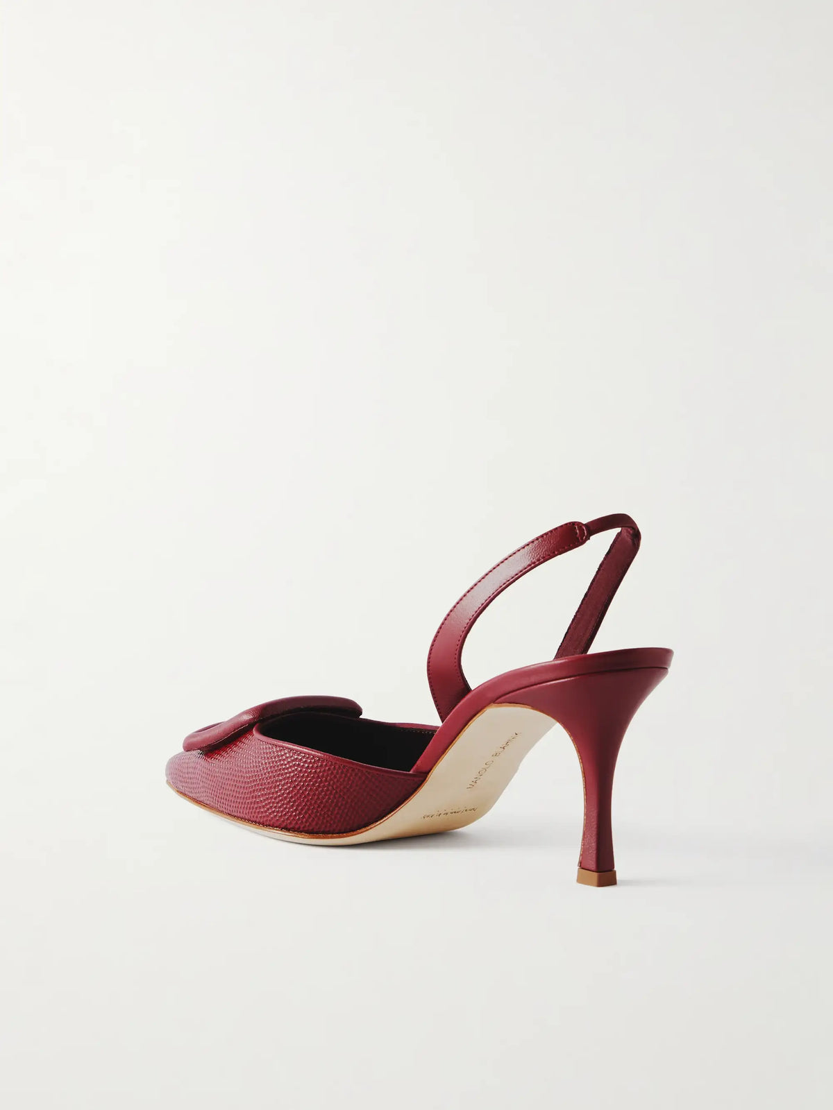 Mayslibi 70 Lizard-effect Leather Slingback Pumps