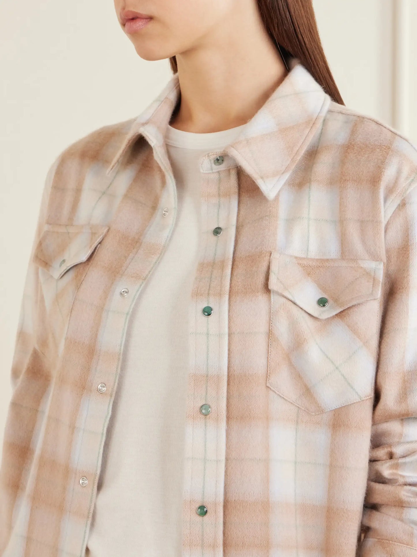 Champagne Tartan Cashmere Shirt