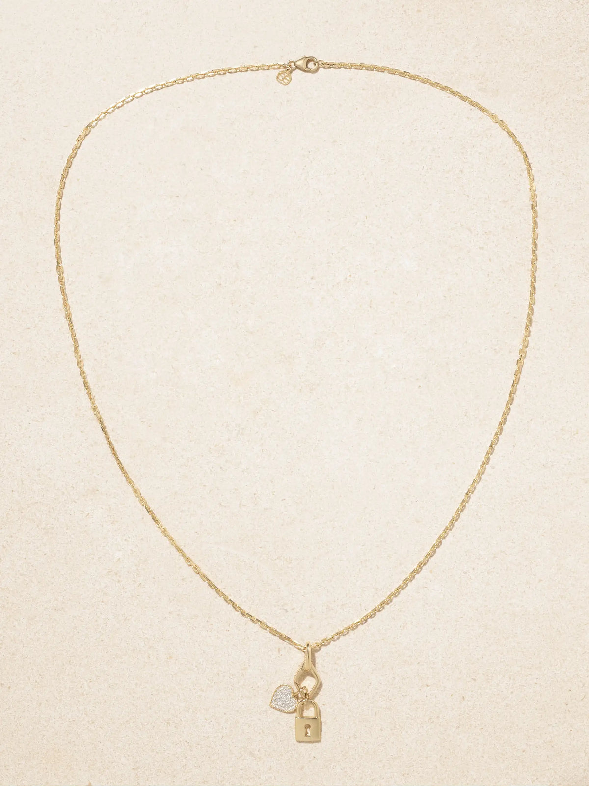 Lock And Heart 14-karat Gold Diamond Necklace
