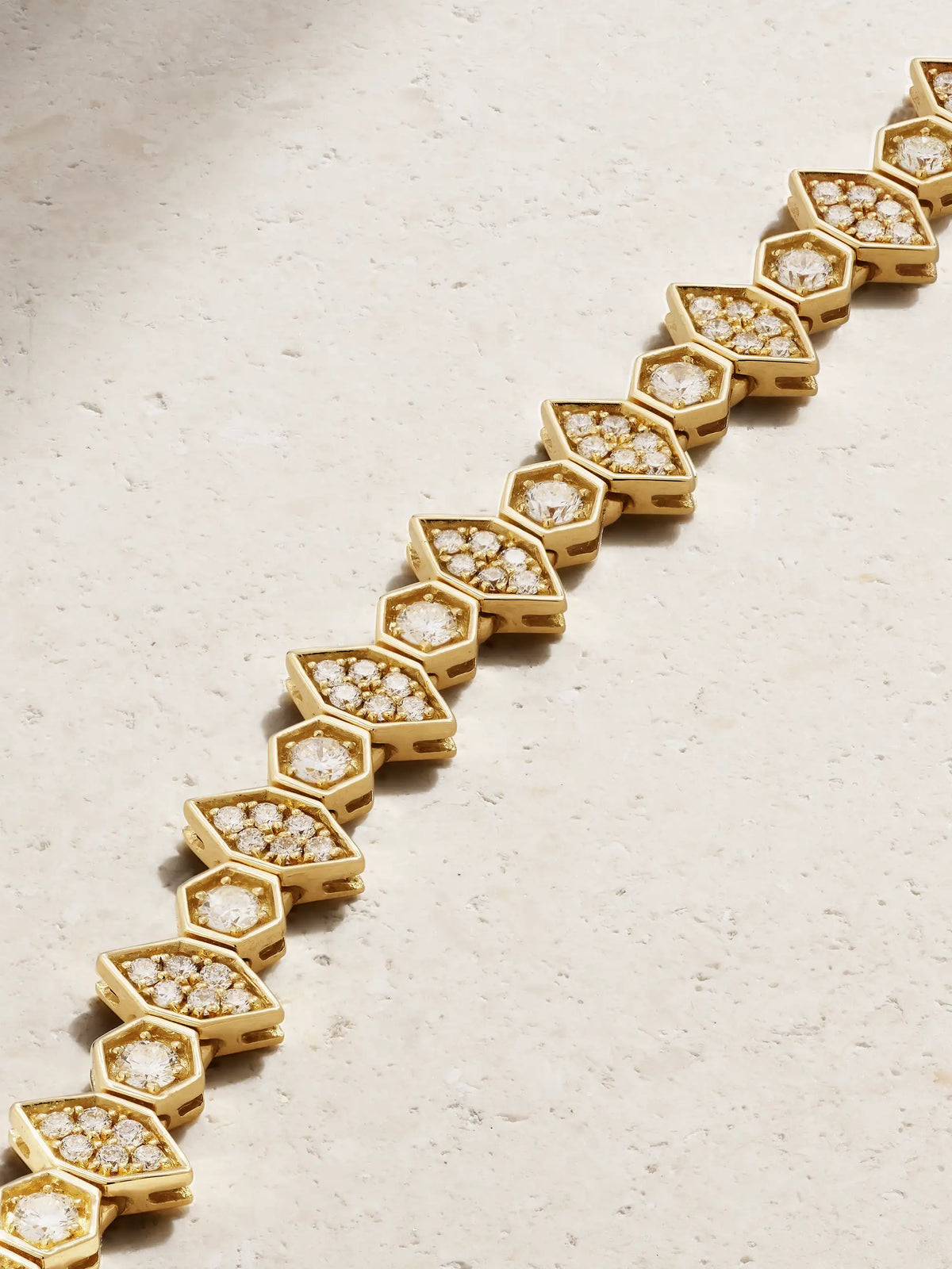 Hexagon Large 18-karat Gold Diamond Bracelet